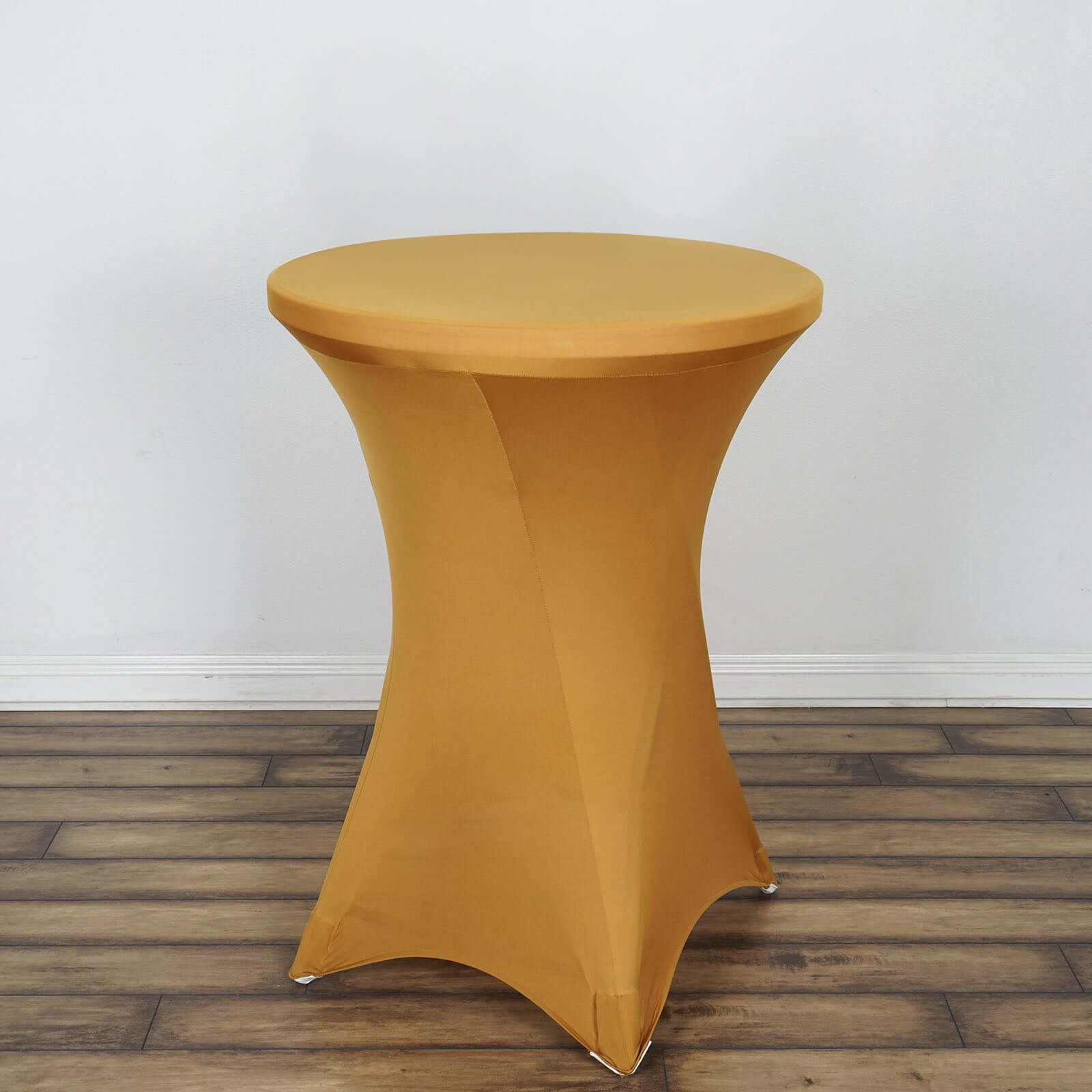 Spandex 24"-32" Round Cocktail Table Cover Gold - Easy to Maintain Stretch Fitted Highboy Tablecloth for Stylish Events