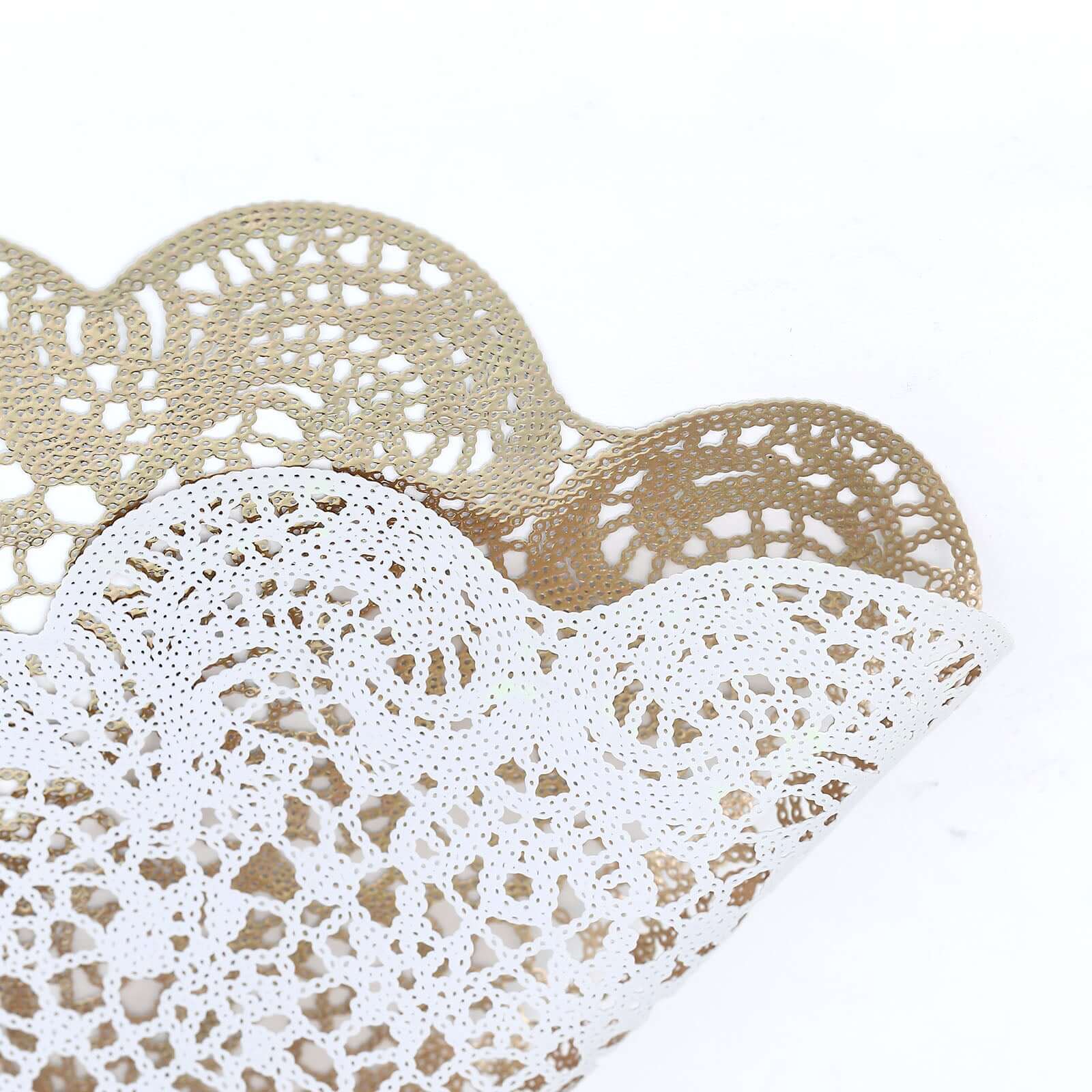 6-Pack Dining Table Mats Floral Lace Design Gold - Vinyl Non-Slip Surface with Vintage Appeal 15"