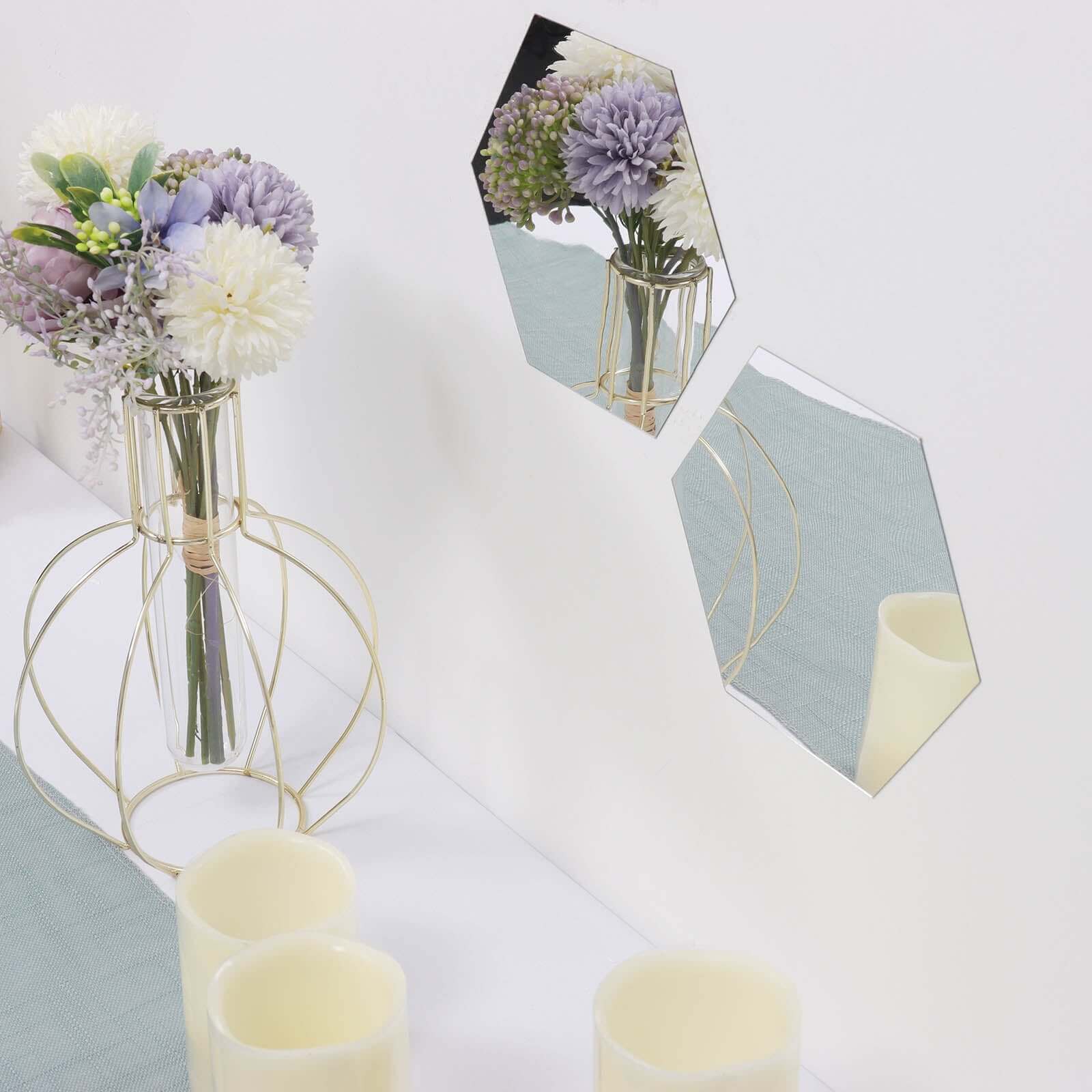 12 Pack Hexagon Acrylic Mirror Wall Stickers, 10" Removable Wall Decals For Home Decor