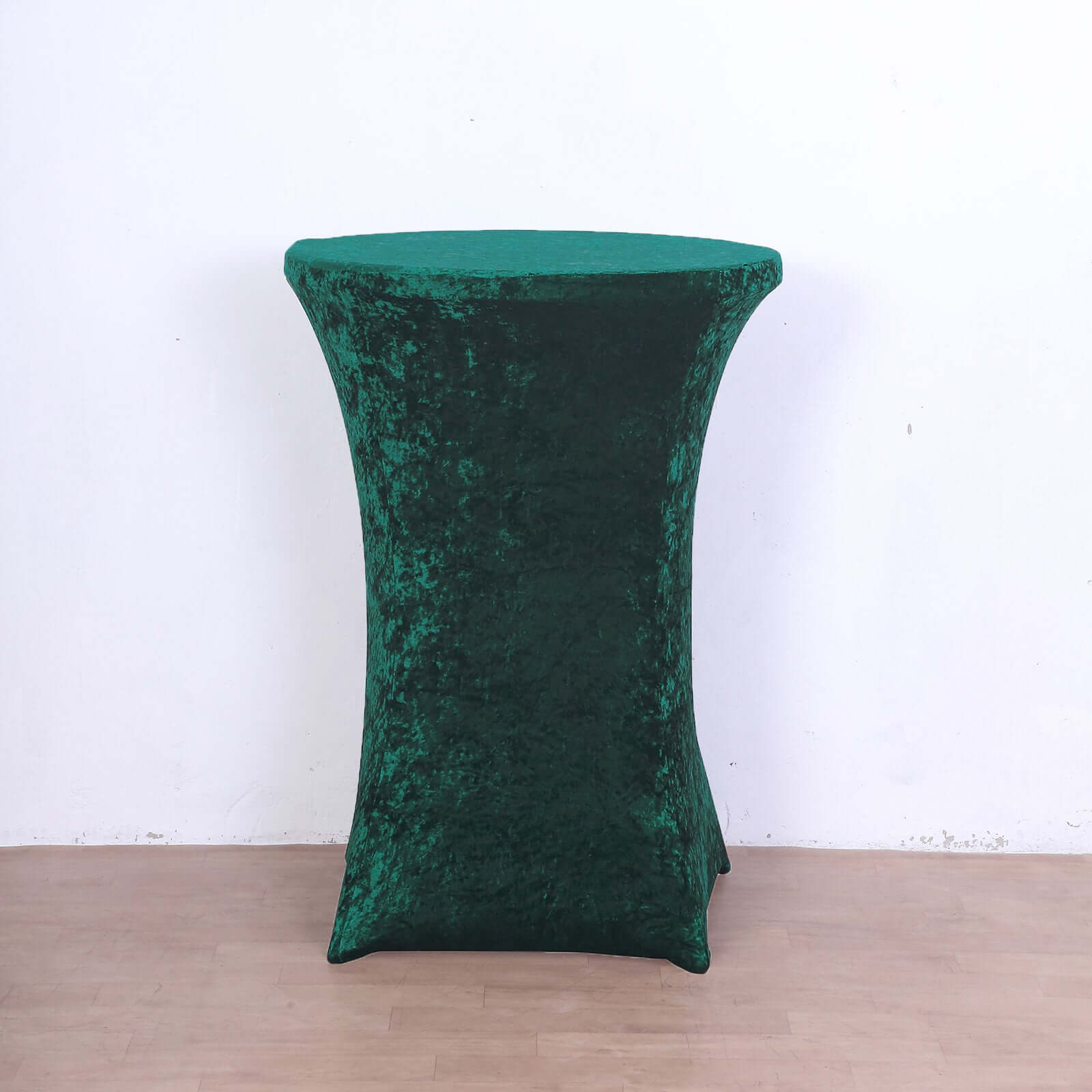Crushed Velvet Spandex 32" Round Cocktail Table Cover Hunter Emerald Smooth Highboy Tablecloth