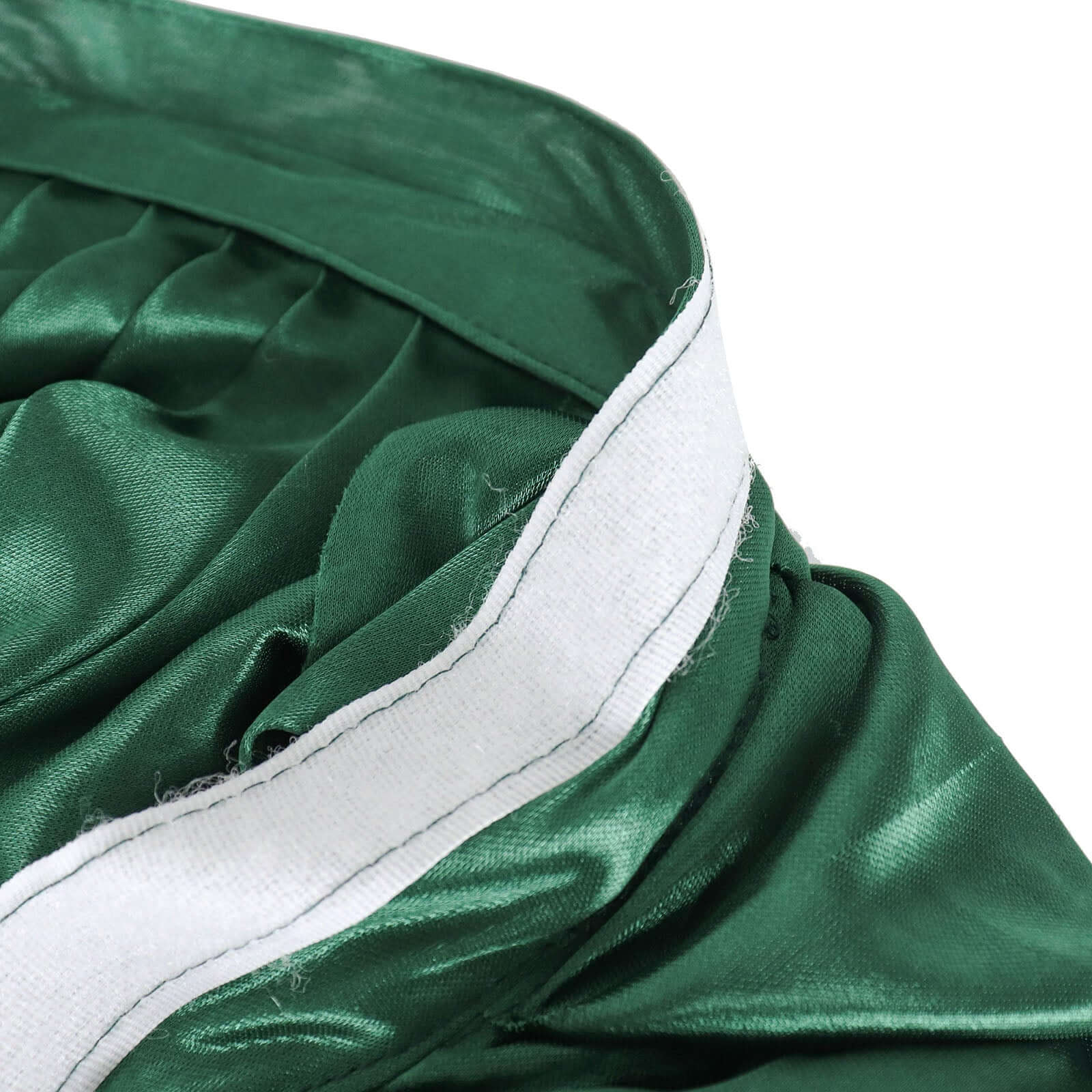 Satin 14ft Table Skirt Hunter Emerald Green - Pleated Double Drape Table Cover