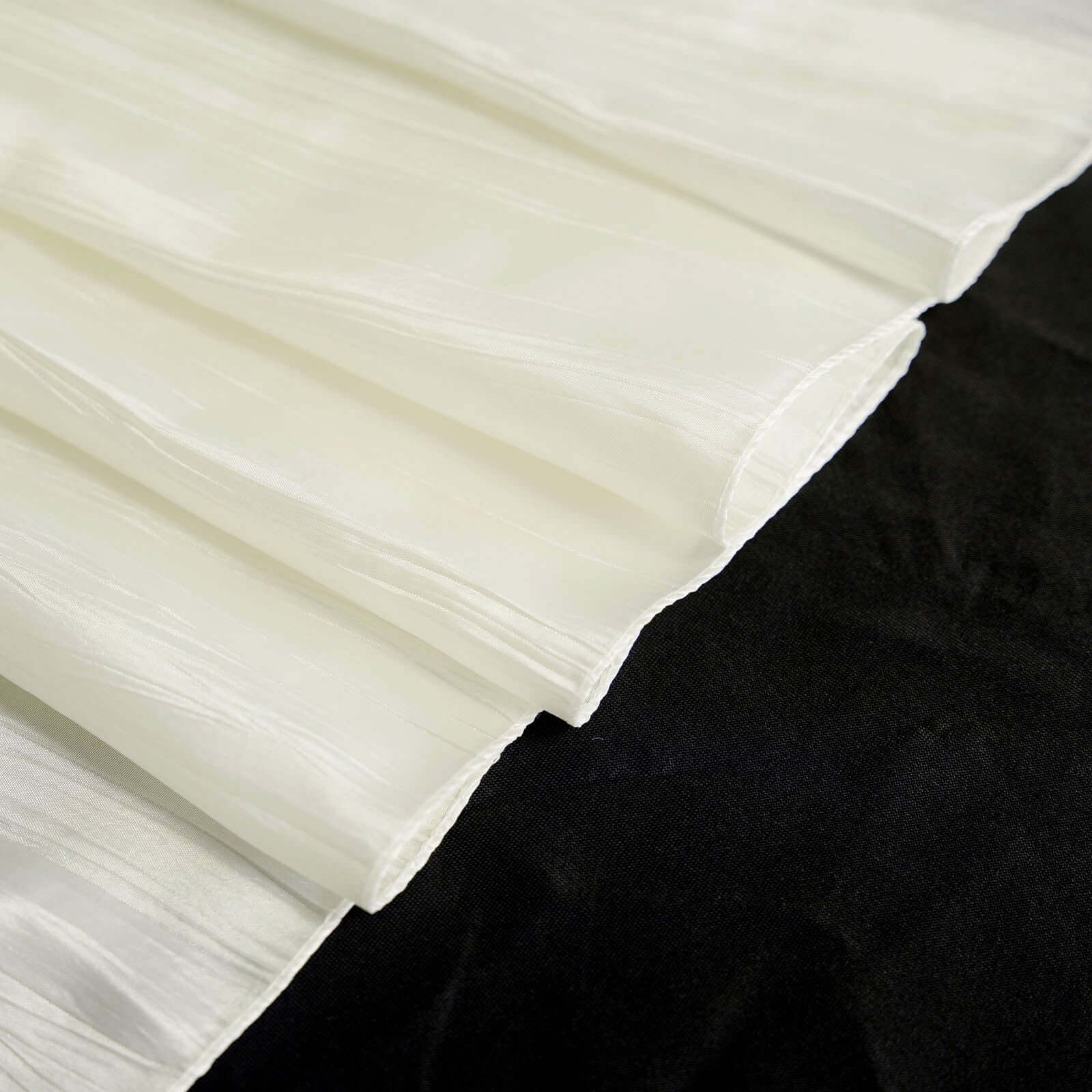 Taffeta 90"x156" Rectangle Tablecloth Ivory - Accordion Crinkle Seamless Table Cover