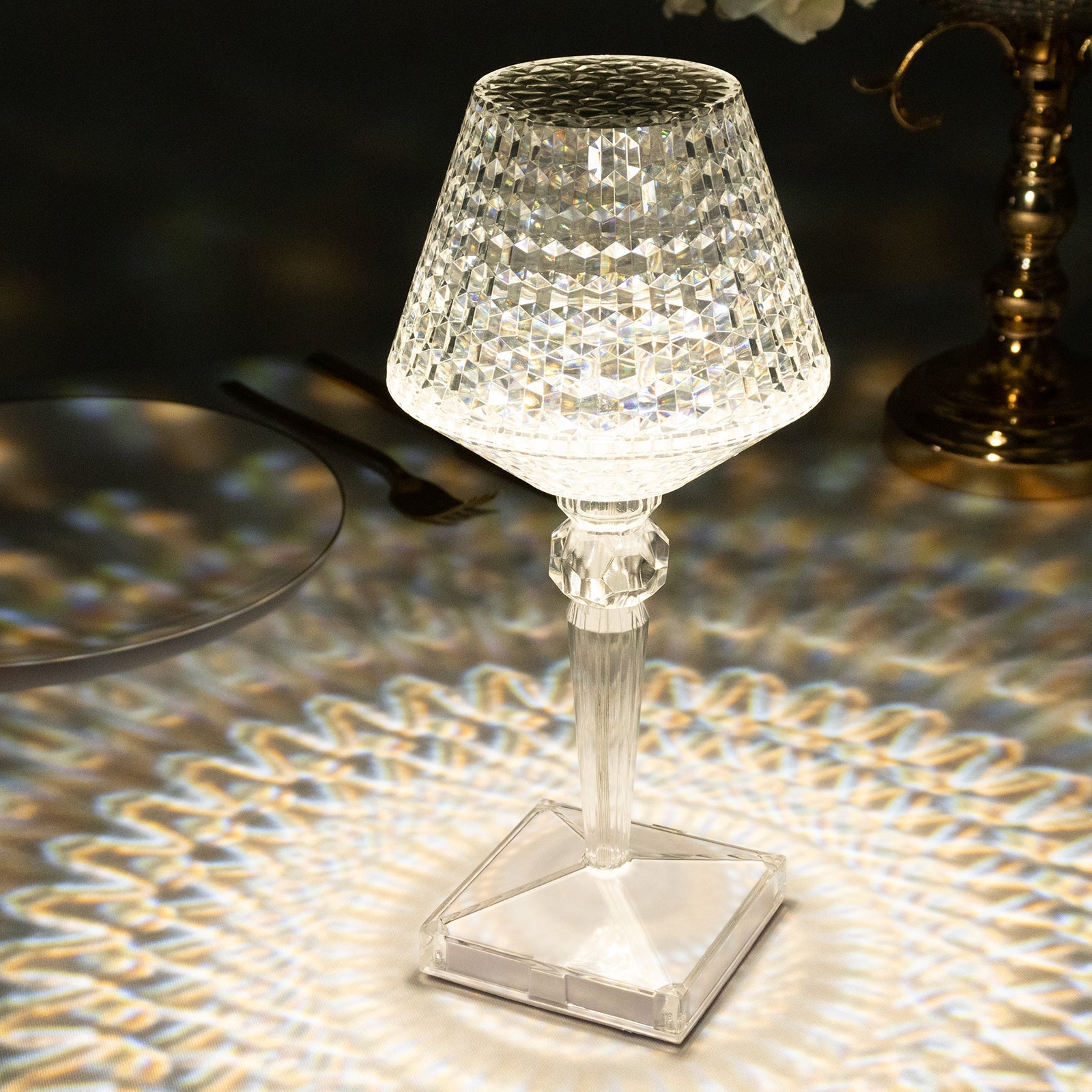 LED Acrylic Table Lamp Cup Shape Design Color Changing - Rechargeable Cordless Touch Control Accent Light 10"