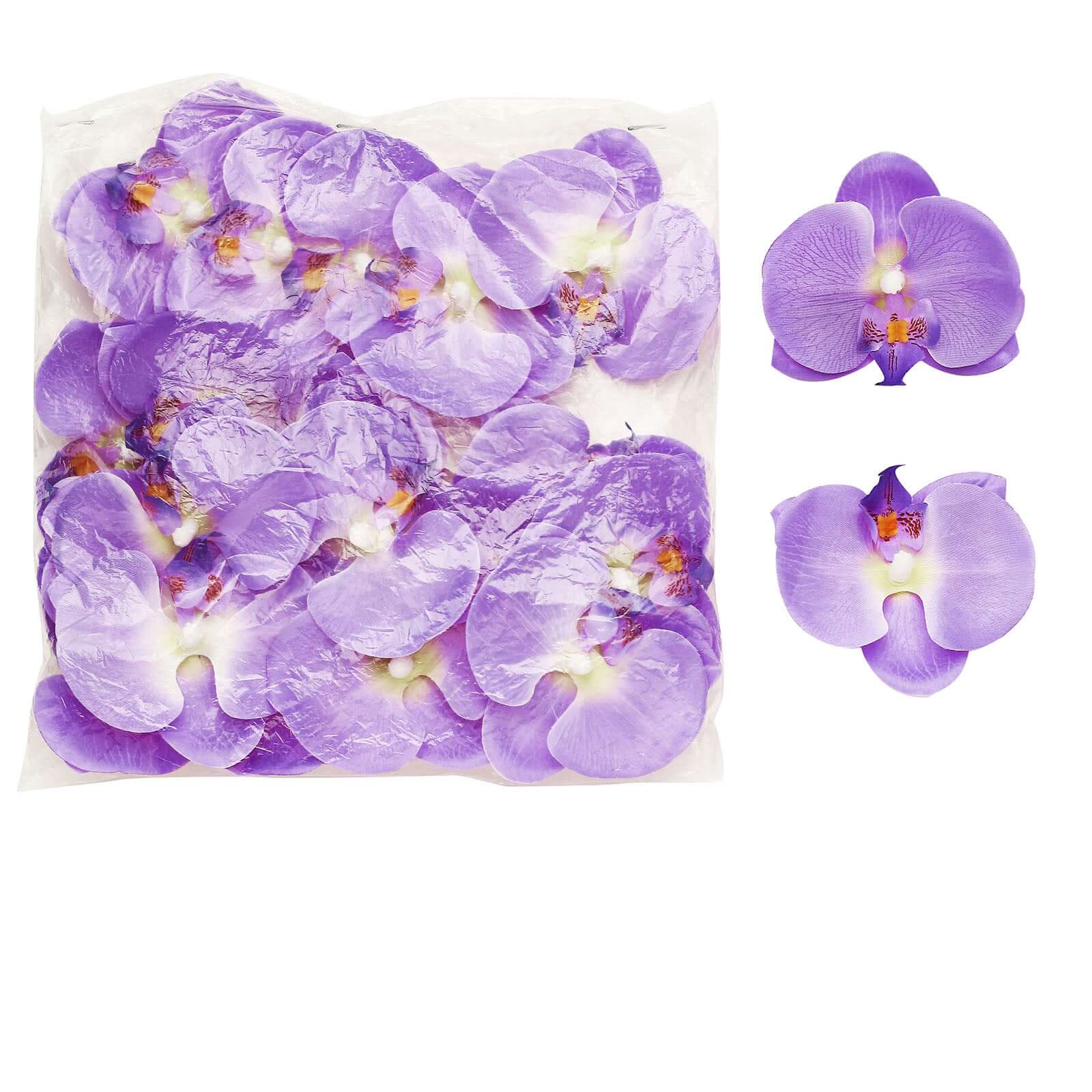20 Silk Artificial Orchids Flower Heads Lavender Lilac - Versatile Floral Accents for DIY Floral Arrangements Corsages & Event Decor 4"