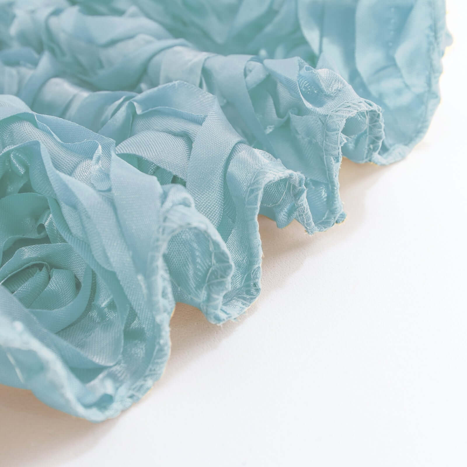 Satin 90"x132" Rectangle Tablecloth Light Blue - Grandiose 3D Rosette Seamless Table Cover