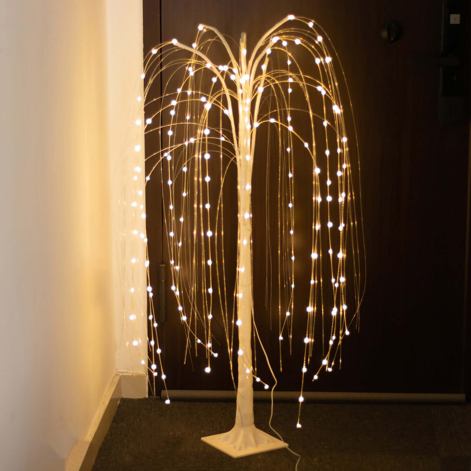 180 LED Lighted Tree Centerpiece Weeping Willow Design White Warm White - Plug-in Adapter Tabletop Accent 4ft