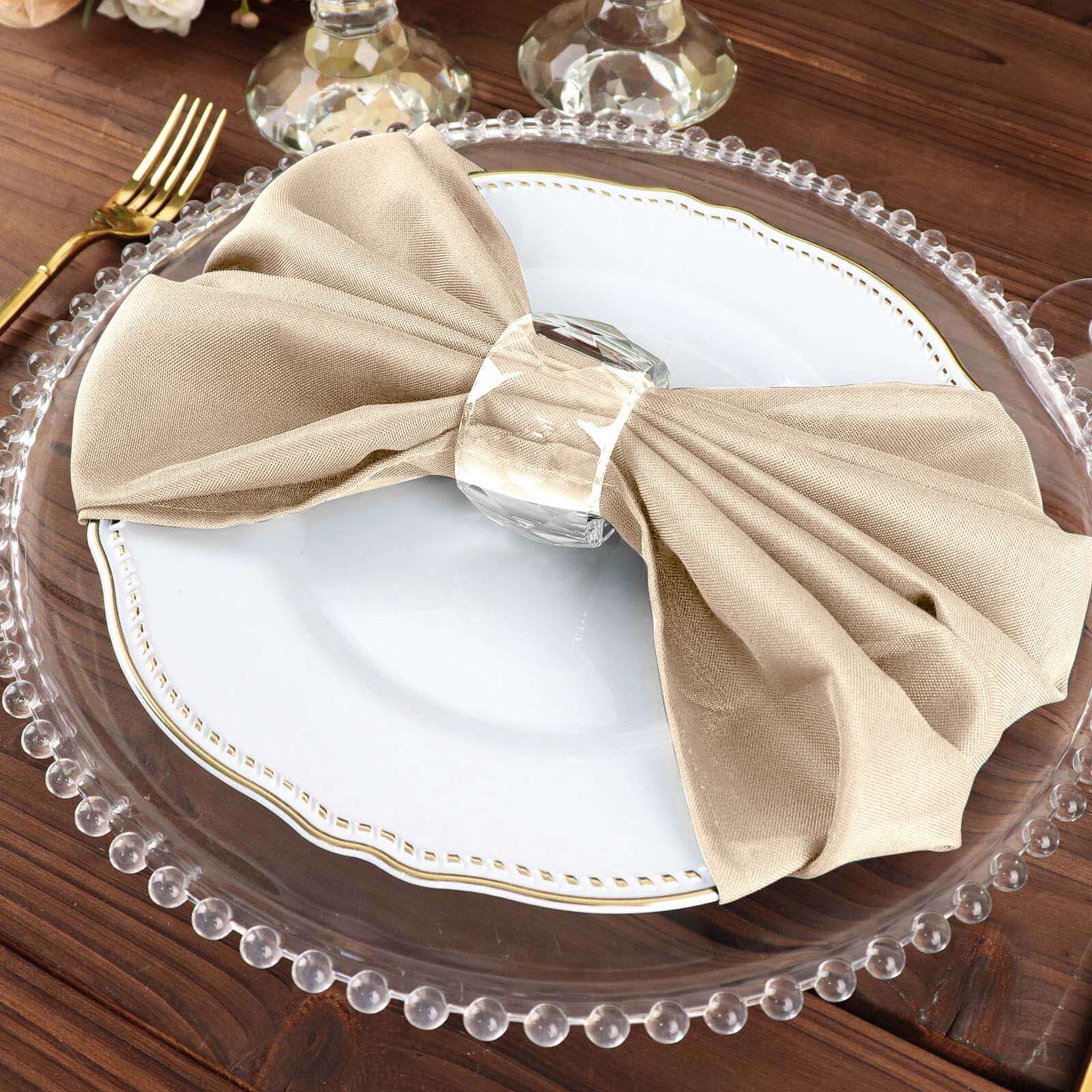 5 Pack Polyester 20"x20" Napkins Nude - Wrinkle Resistant & Easy Care Cloth Napkins