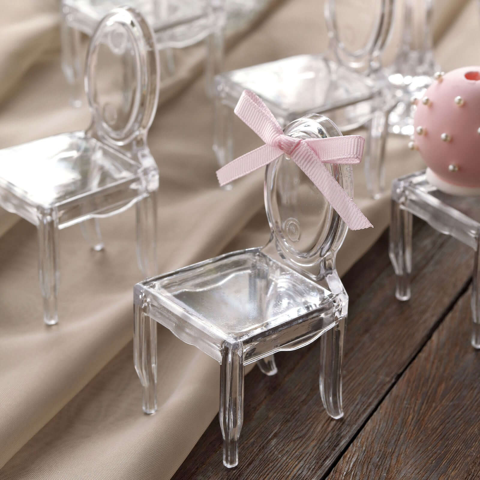 12 Pack 4" Clear Plastic Mini Ghost Chair Party Favor Gift Holders, Candy Treat Display Stands