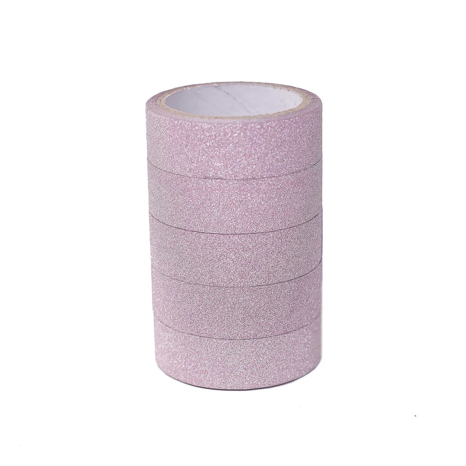 5 Pack 0.5"x5 Yards Pink Washi DIY Craft Glitter Tape