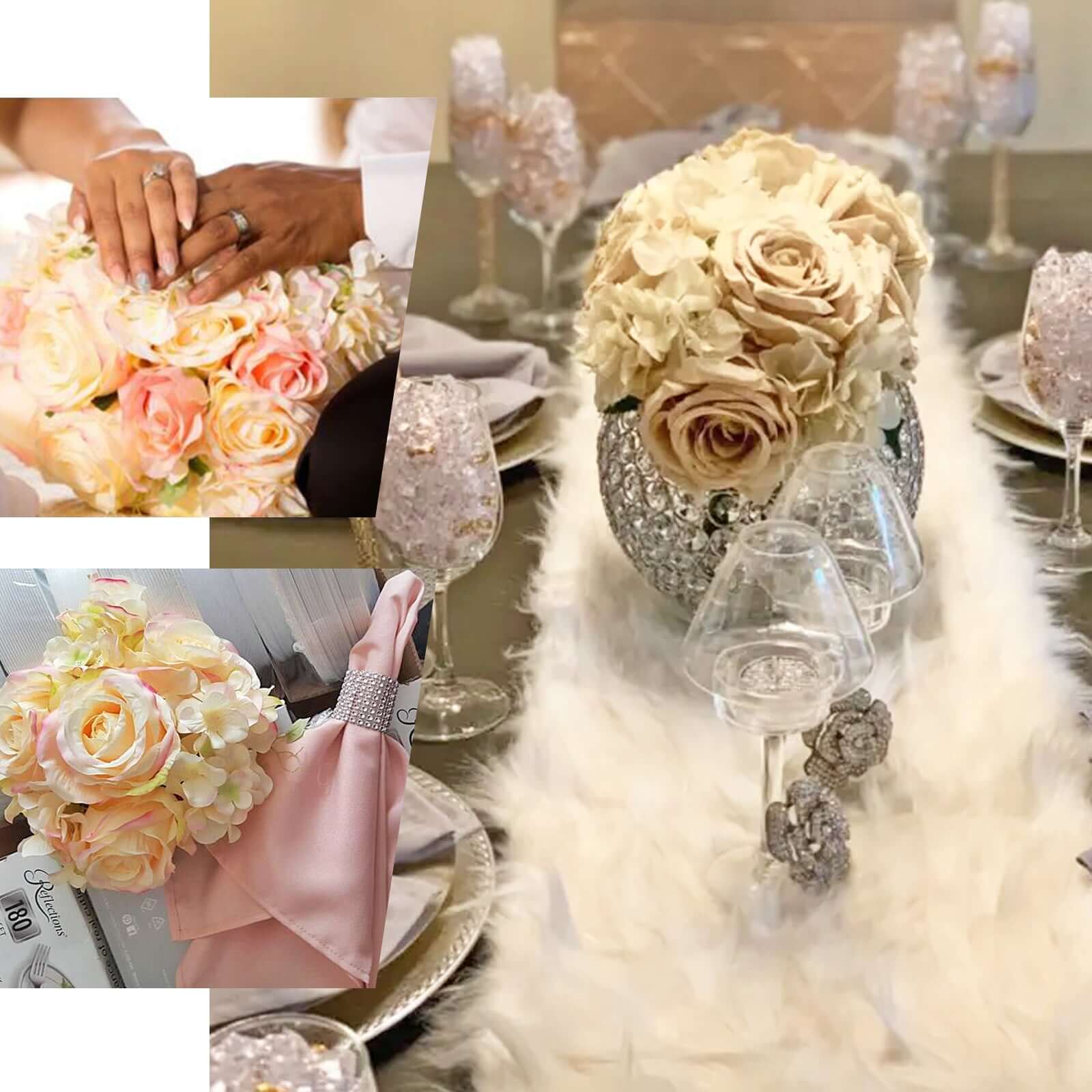 2 Bushes Pink Artificial Silk Rose and Hydrangea Flower Bouquets