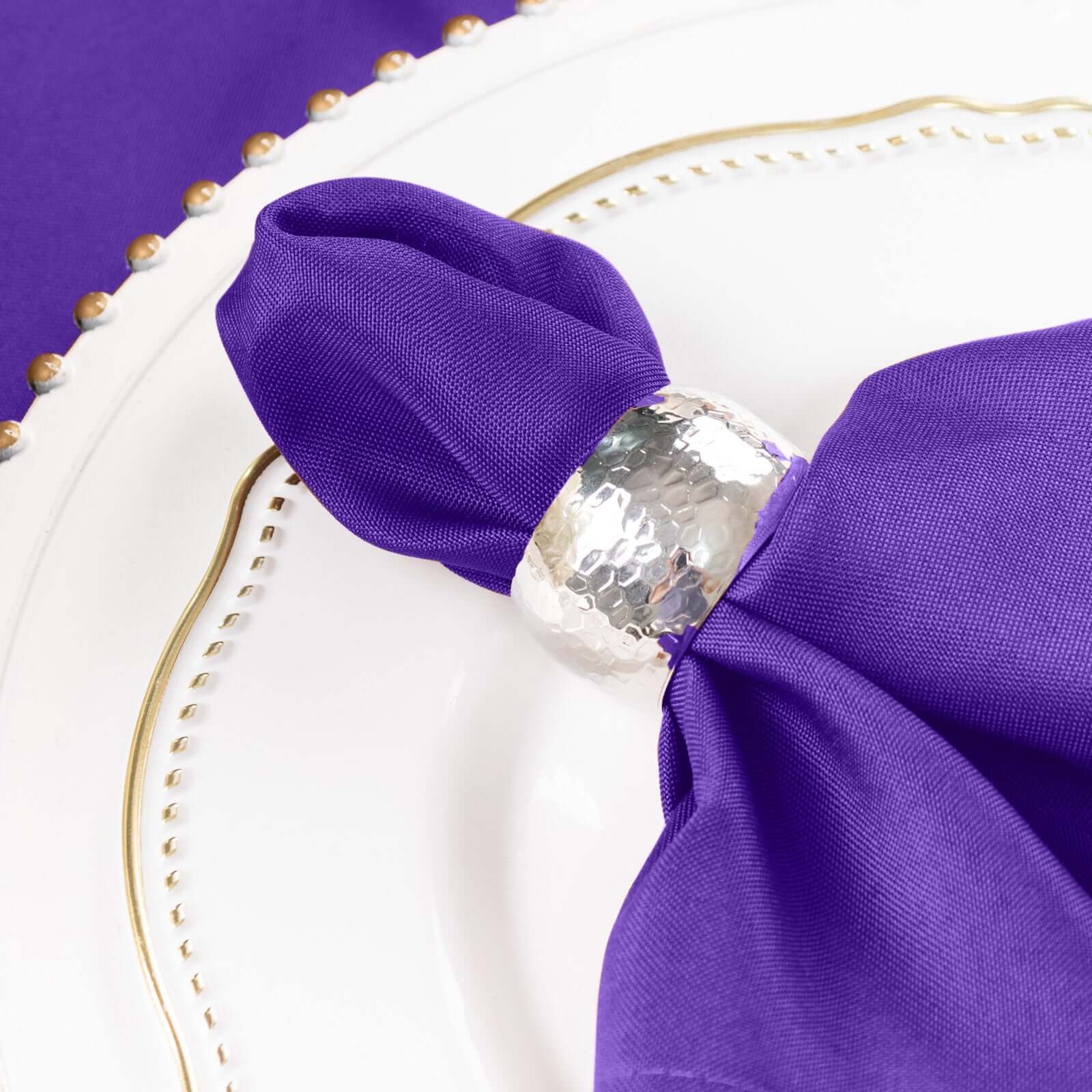 5 Pack Polyester 17"x17" Napkins Purple - Durable & Wrinkle Resistant Dinner Napkins