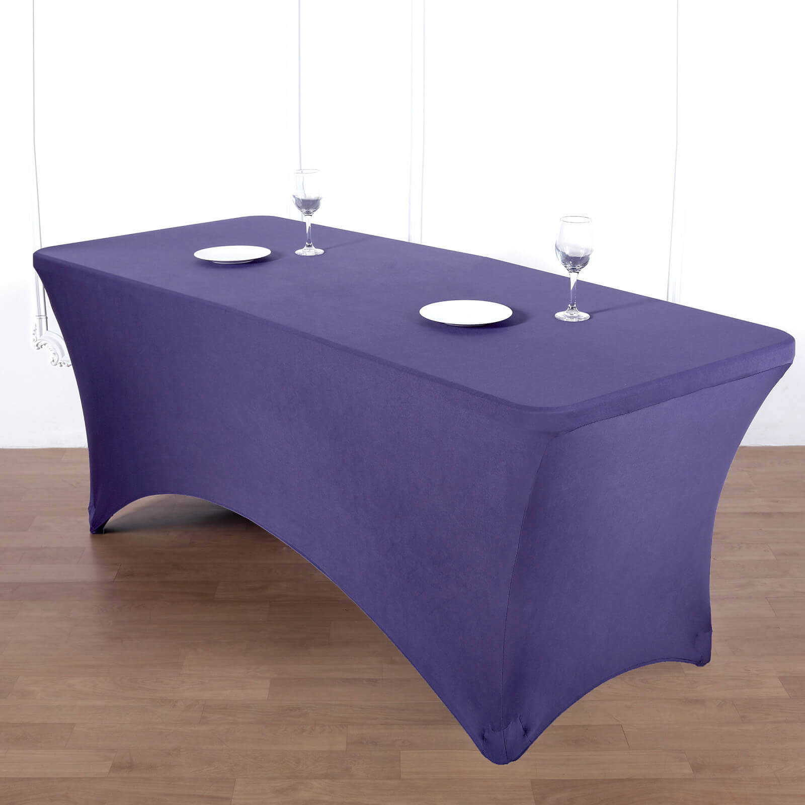 Stretch Spandex 96"x30" Rectangle Table Cover Purple - Durable Form-Fitting Tablecloth