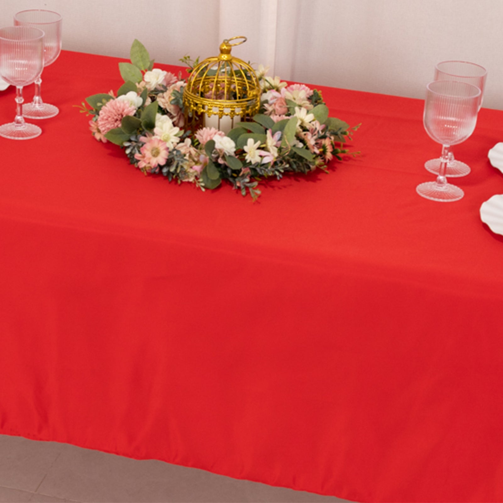 Lamour Satin 60"x102" Rectangle Tablecloth Red - Durable & Silky Soft Feel Table Cover