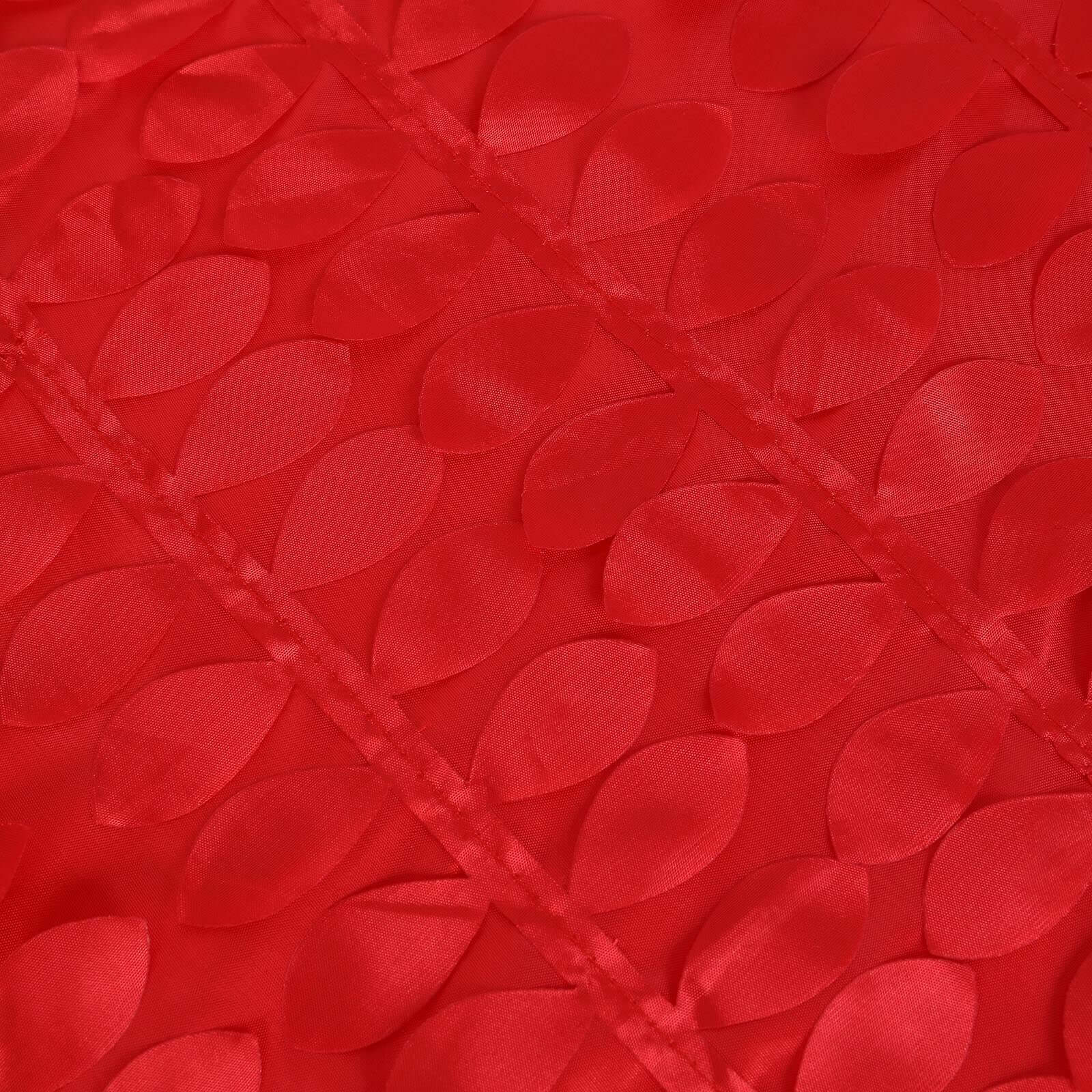 Taffeta 90"x132" Rectangle Tablecloth Red | 3D Leaf Petal Design Seamless Table Cover