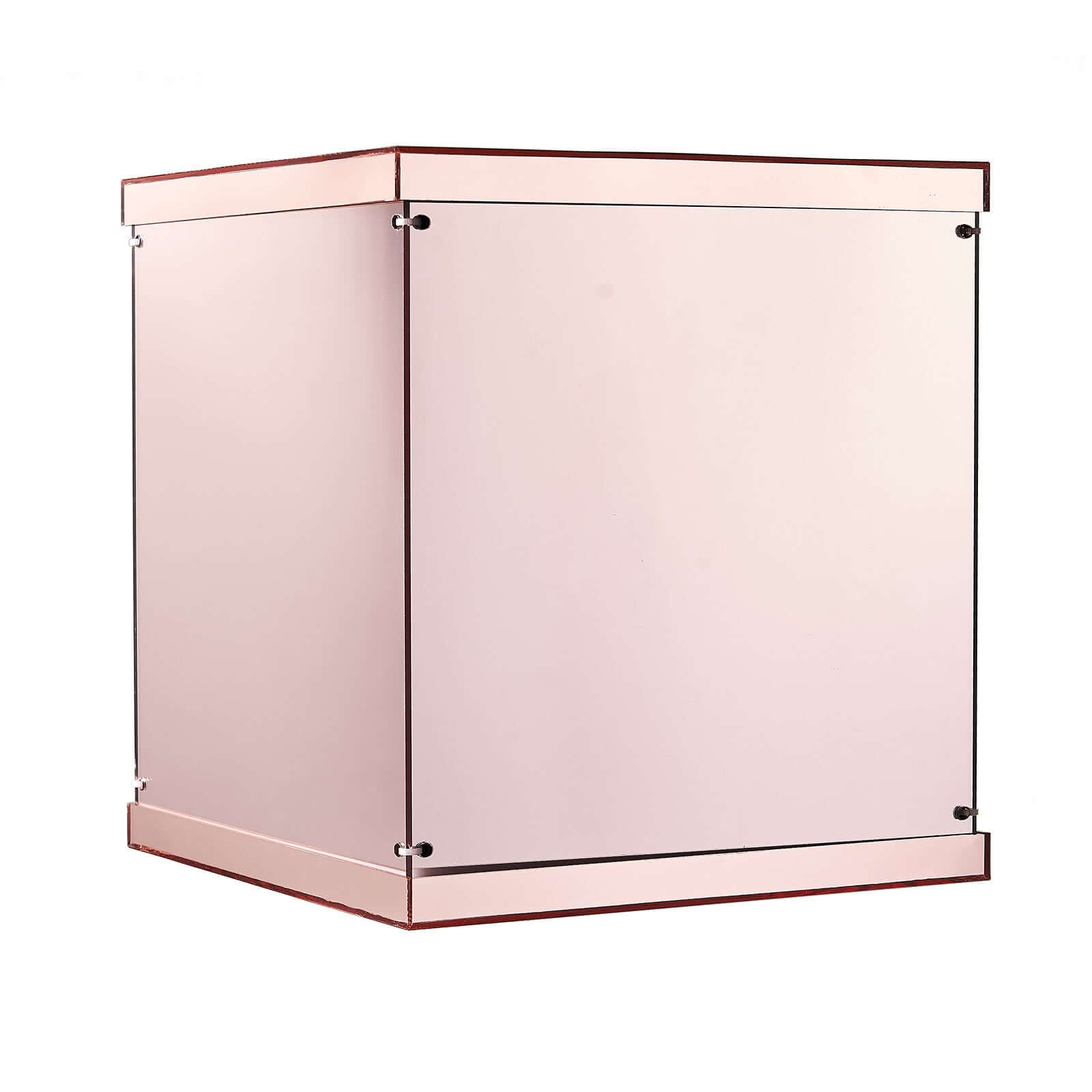 Set of 5 Rose Gold Mirror Finish Acrylic Display Boxes, Pedestal Risers with Interchangeable Lid and Base - 12",16",24",32",40"
