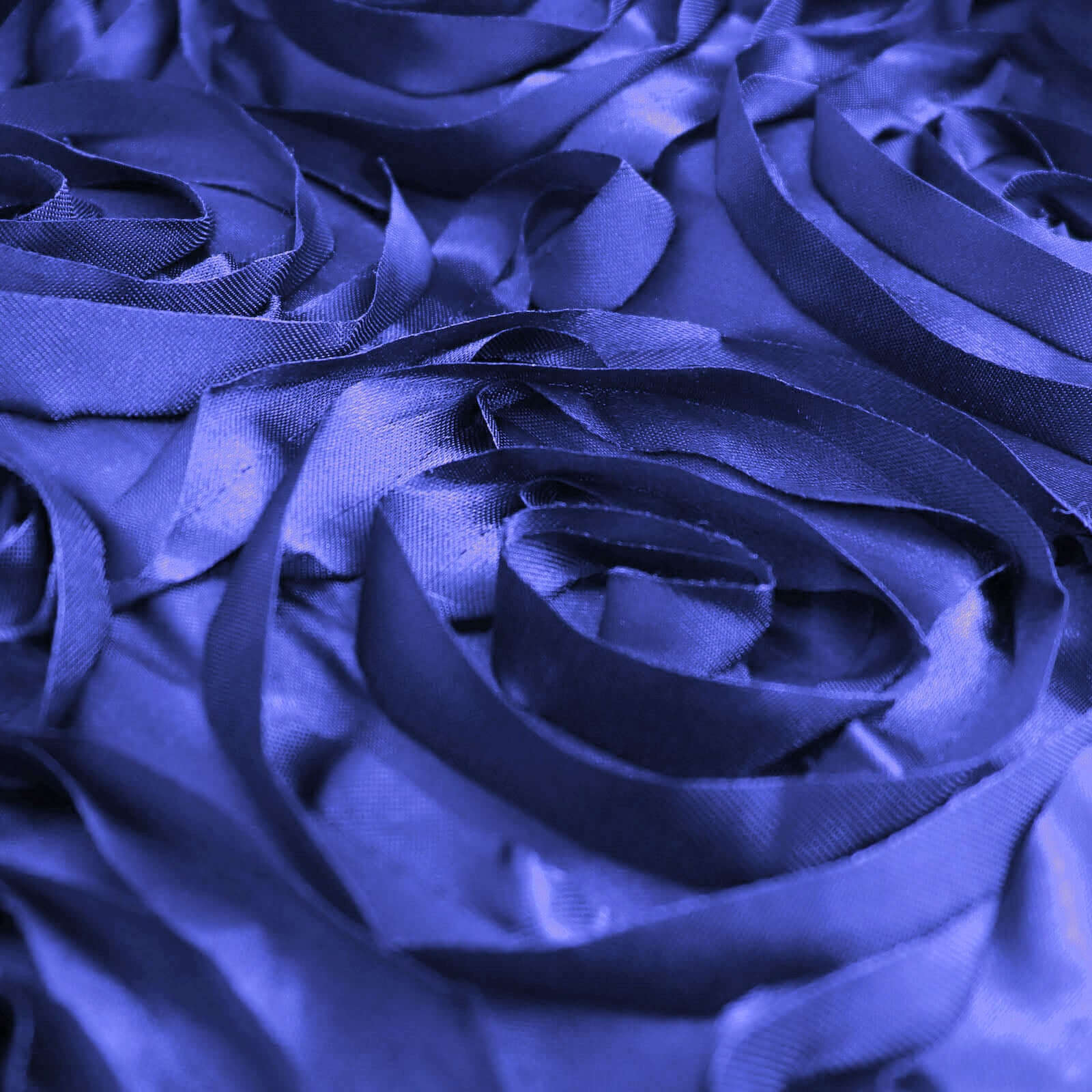 Satin 72"x72" Table Overlay Square Tablecloth Royal Blue - 3D Rosette Table Cover