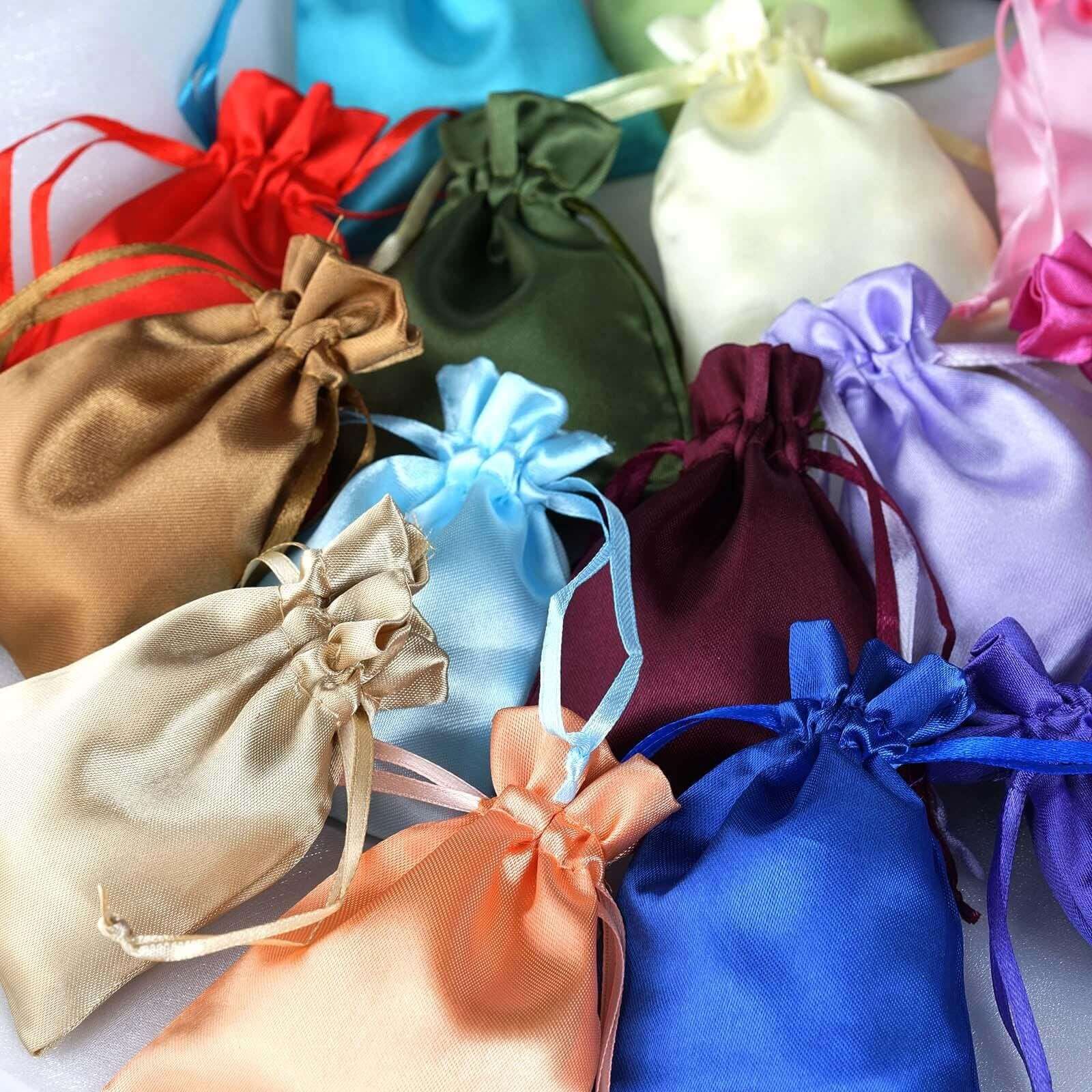 12 Pack 3" Purple Satin Drawstring Wedding Party Favor Gift Bags