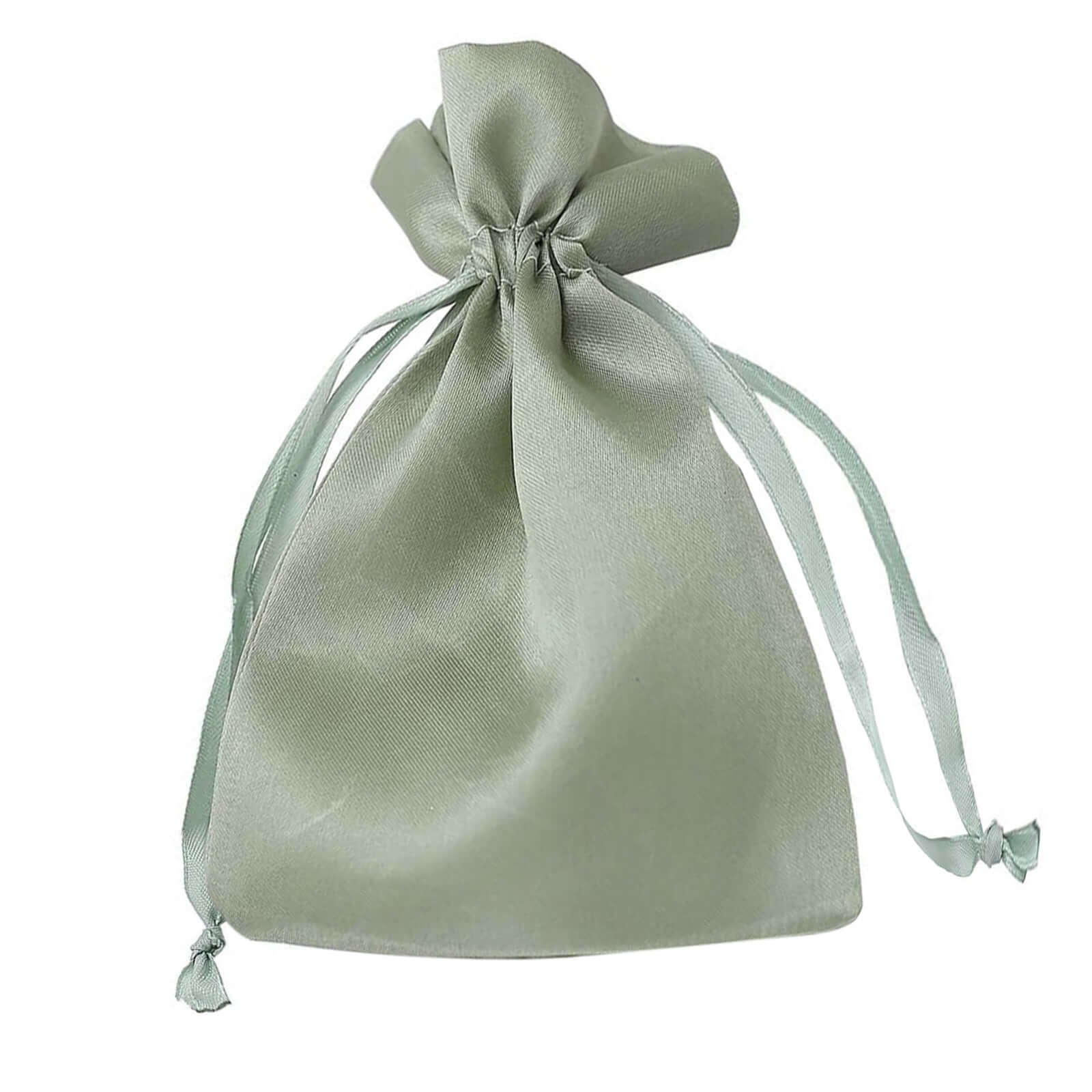 12 Pack 6"x9" Sage Green Satin Wedding Party Favor Bags, Drawstring Pouch Gift Bags