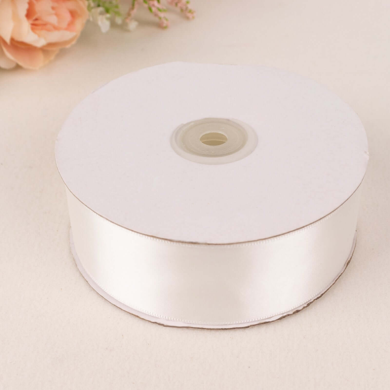 50 Yards 1.5" White Single Face Decorative Satin Ribbon