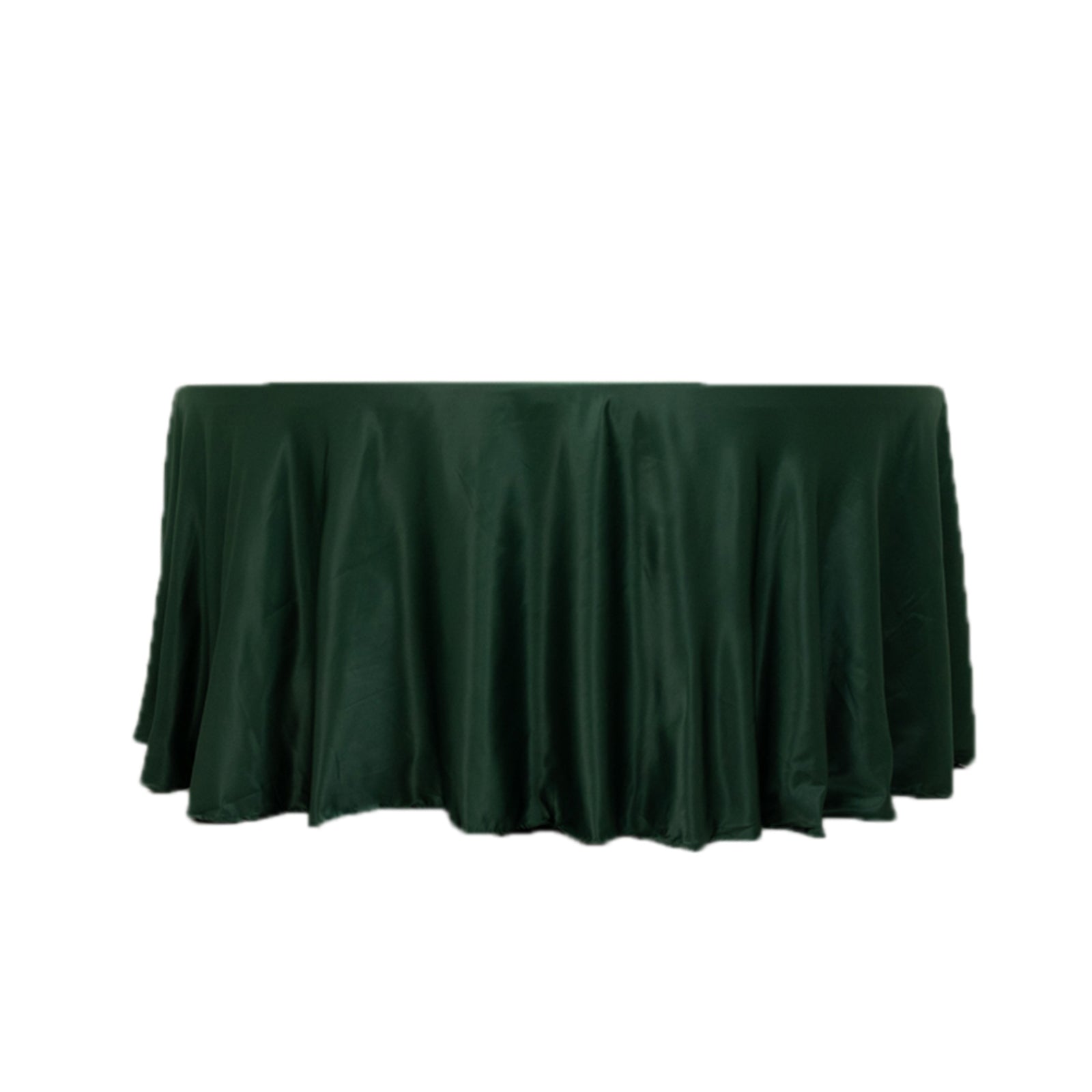 Lamour Satin 120" Round Tablecloth Hunter Emerald - Seamless Table Cover with Soft Tempered Sheen