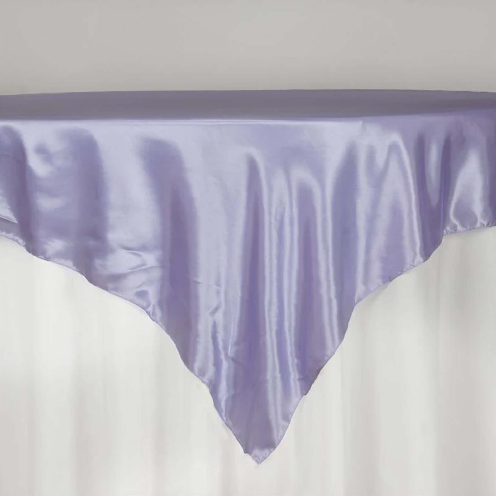 Satin 72"x72" Table Overlay Square Tablecloth Lavender Lilac - Smooth Finish Table Cover