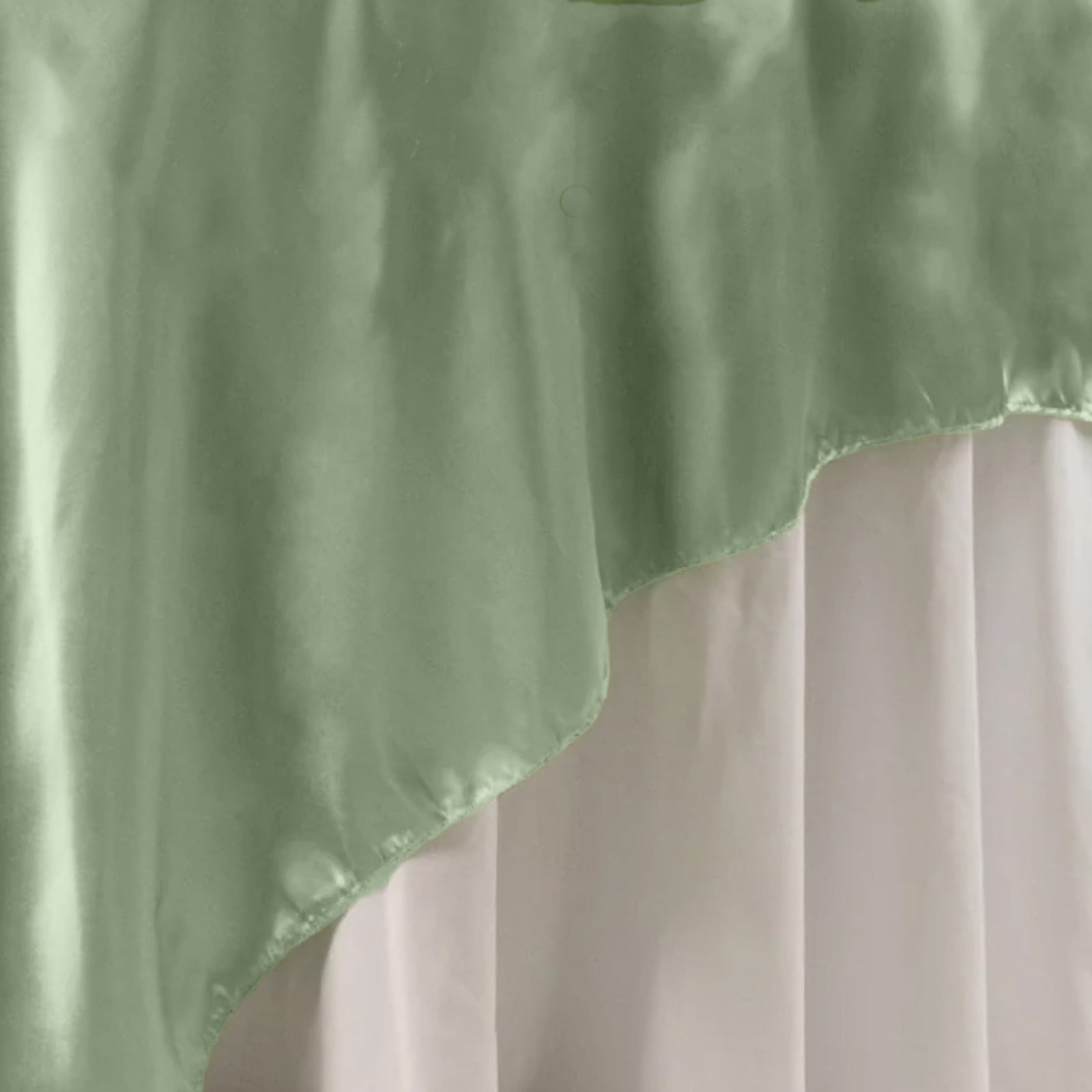 Satin 90"x90" Table Overlay Square Tablecloth Sage Green - Smooth Finish Table Topper