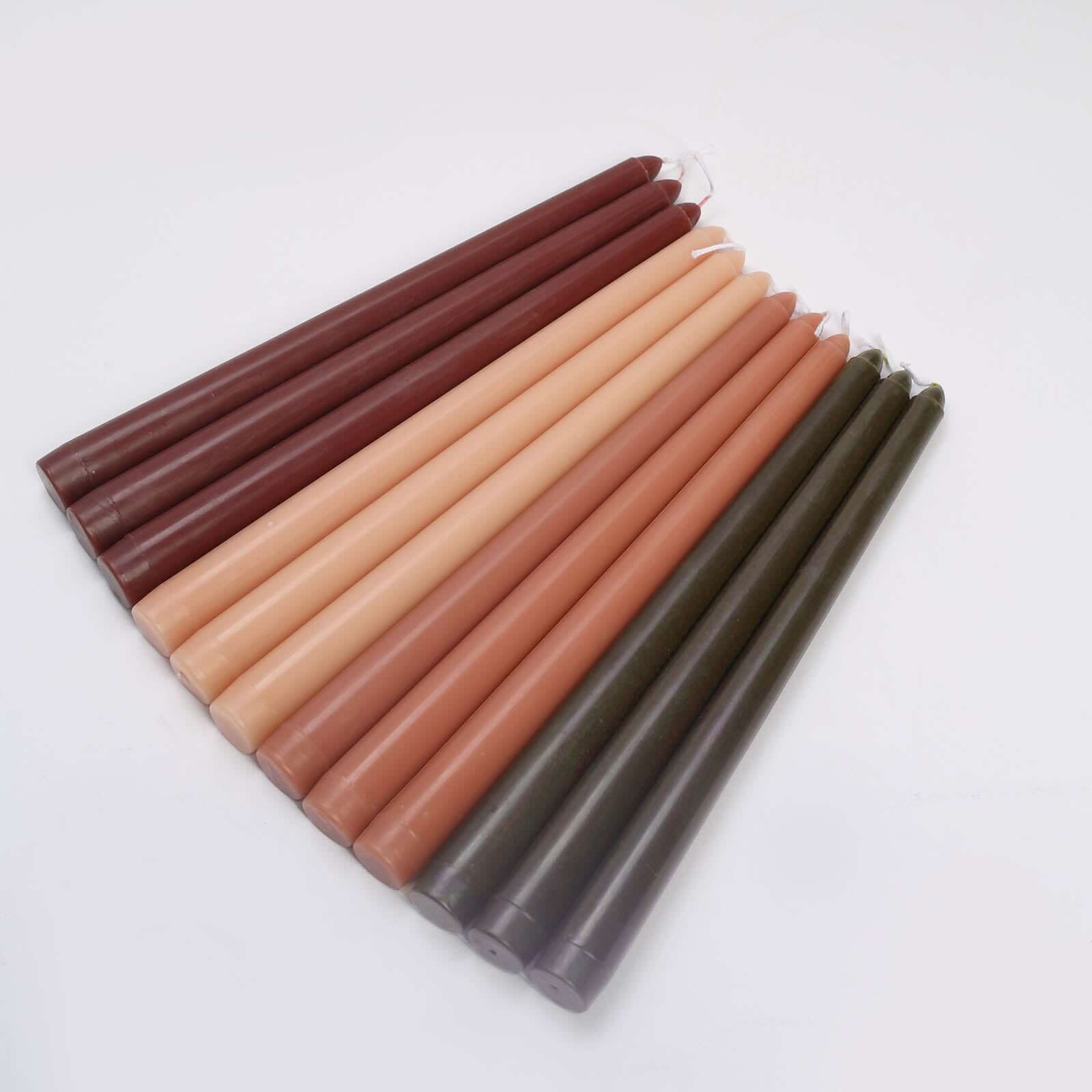 12-Pack Taper Candles Premium Wax Design Mixed Natural - Unscented Candles for Sophisticated Decor 10"