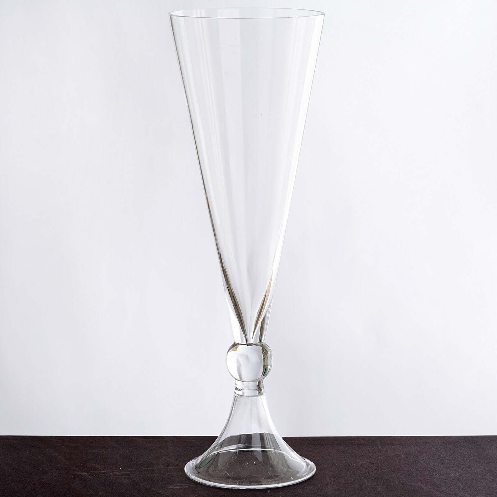4-Pack Glass Trumpet Vases Reversible Crystal Ball Design Clear - Stylish Floral Table Centerpieces 14"