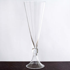 4-Pack Glass Trumpet Vases Reversible Crystal Ball Design Clear - Stylish Floral Table Centerpieces 14"