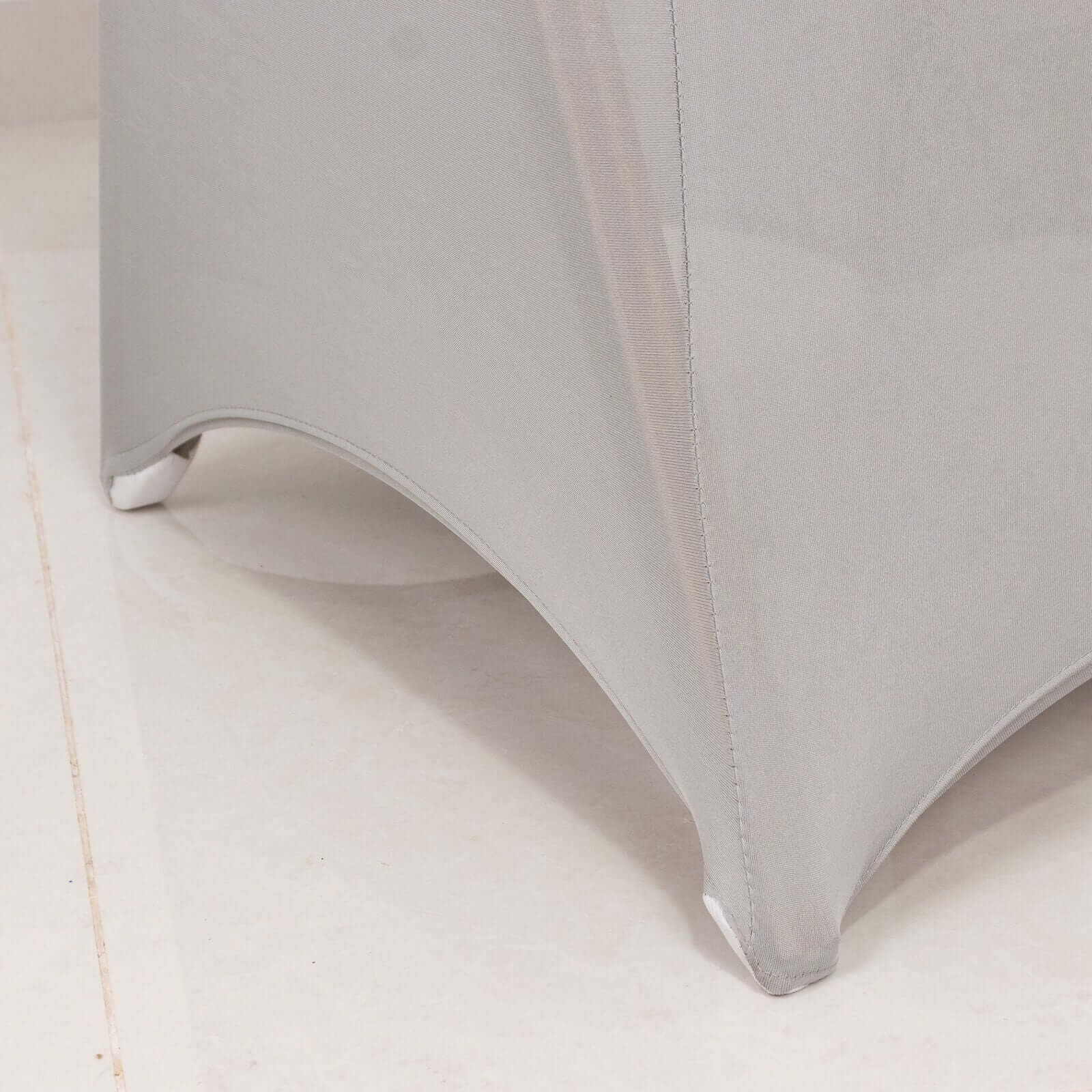 Spandex Chair Cover with Silver Rhinestone Buckled Sash Band Blush - Stretch Fitted Slipcover