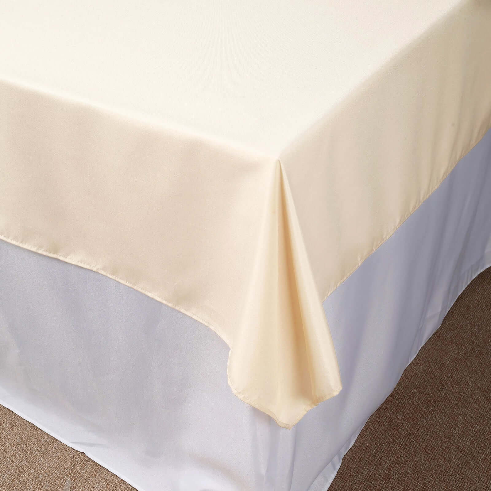 Polyester Square 54"x54" Tablecloth Beige - Wrinkle-Resistant & Durable Table Cover