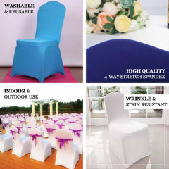 Spandex Chair Cover with Foot Pockets for Banquet Chairs Black/White Striped - Durable Stretch Fitted Slipcover for Weddings & Gatherings
