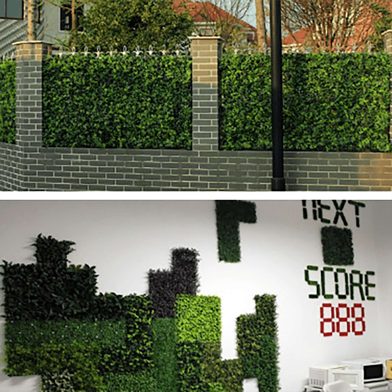 11 Sq ft. Dark Green Boxwood Hedge Garden Wall Backdrop Mat - 4 Artificial Panels