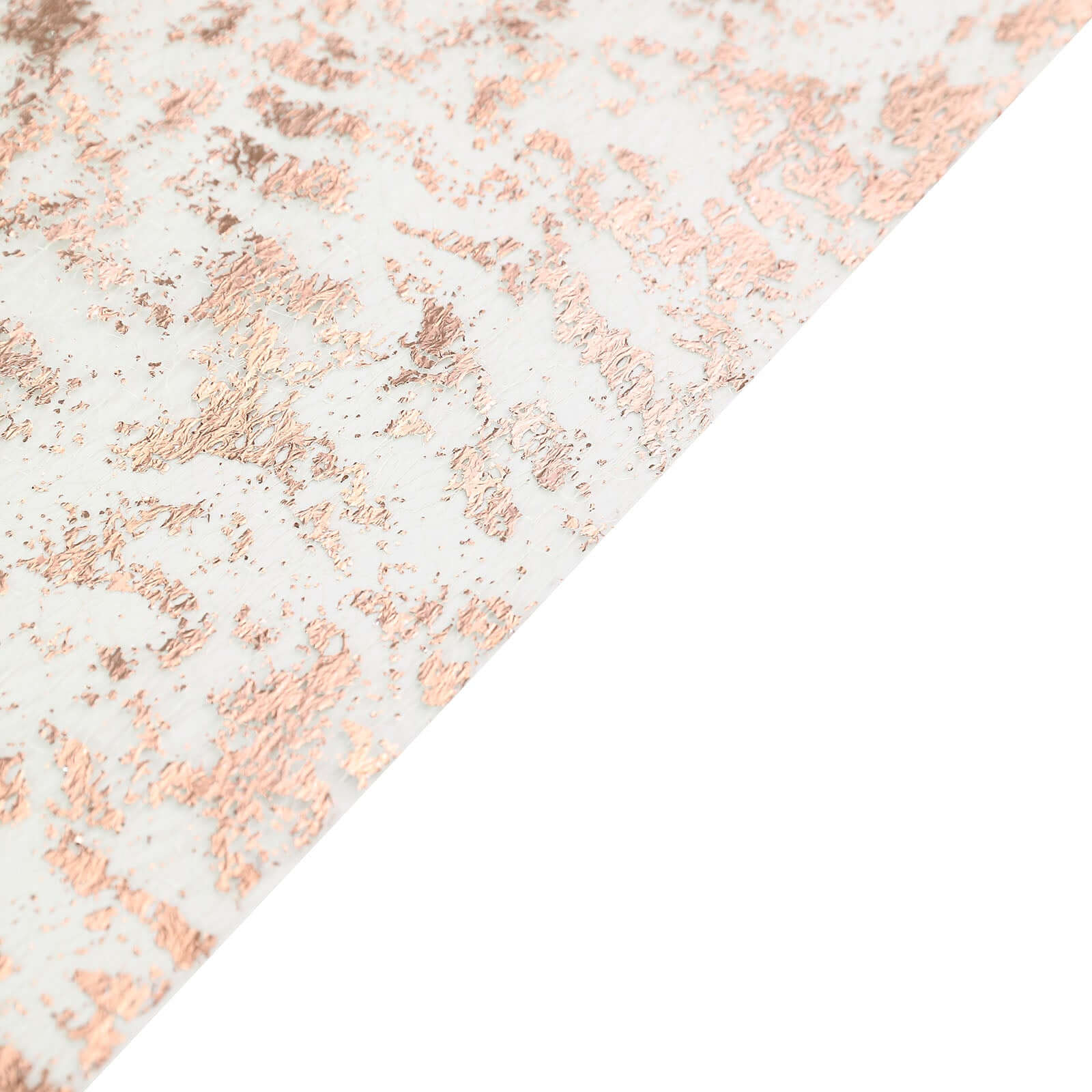 Mesh Polyester 108" Table Runner Roll Metallic Rose Gold - Distressed Foil Look Disposable Table Decor