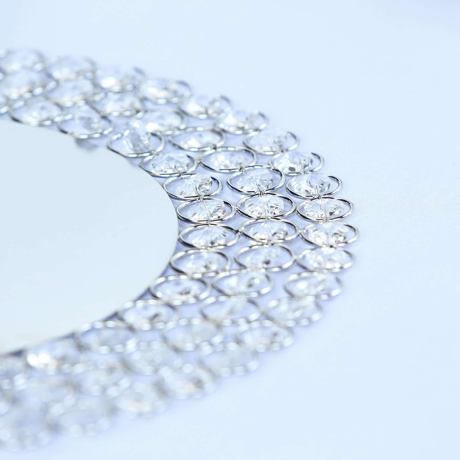 Wired Metal Round Charger Plate 14" in SIlver with Acrylic Crystal Beads, Glamorous Decorative Dinner Charger Tableware