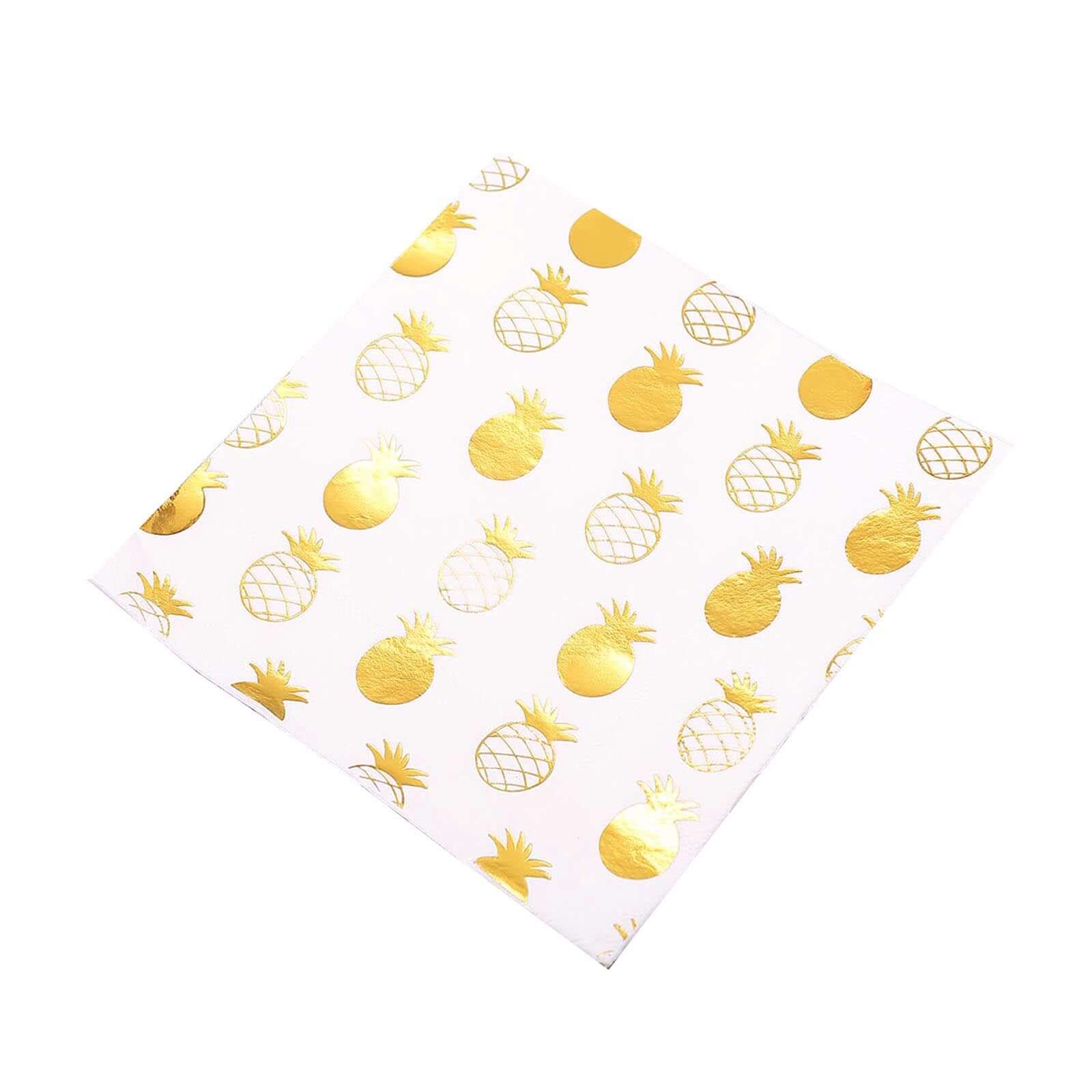 20-Pack Paper Dinner Napkins with Pineapple Design Metallic Gold - Disposable 3 Ply Cocktail Napkins for Parties