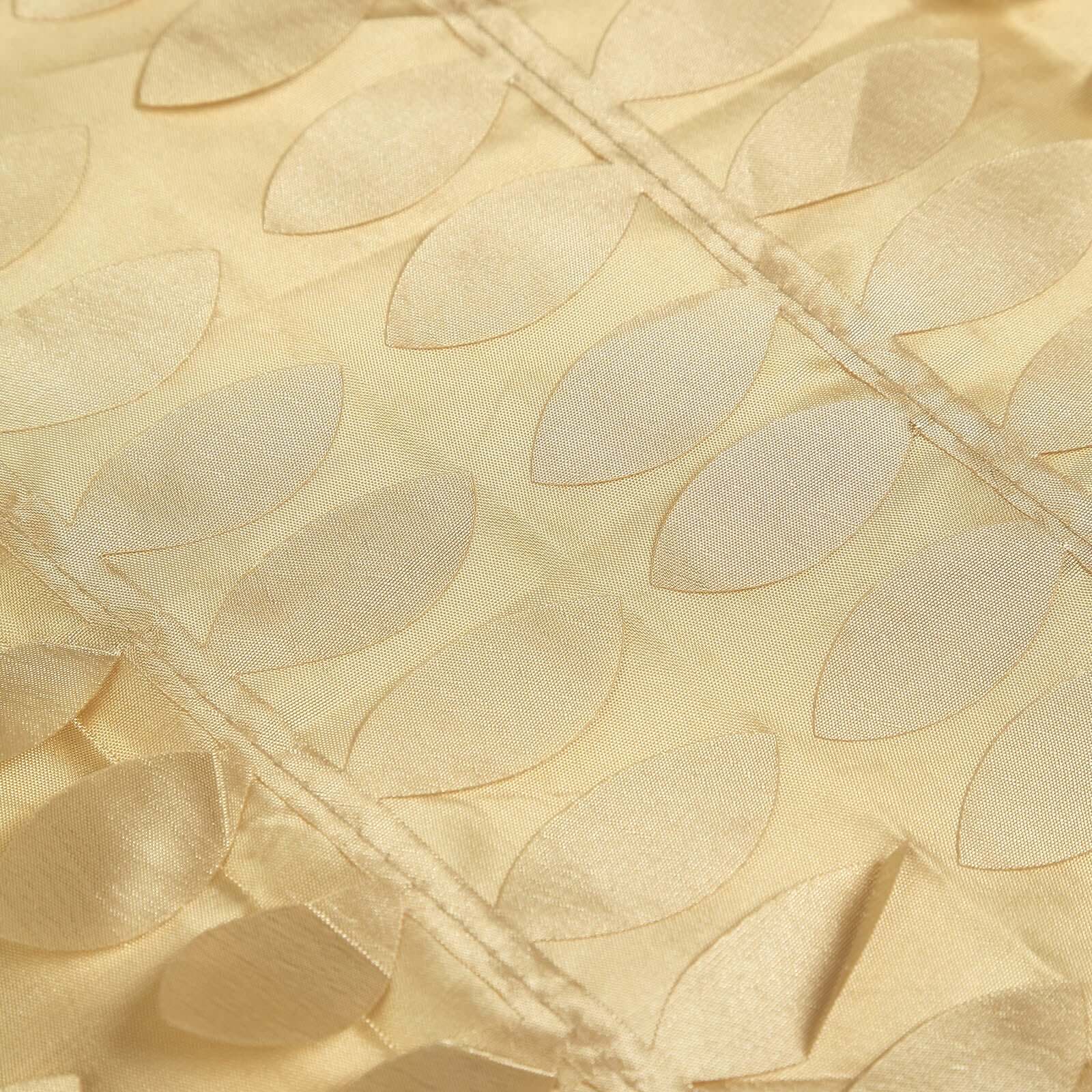 Taffeta 54"x54" Square Tablecloth Champagne 3D Leaf Petal Table Cover