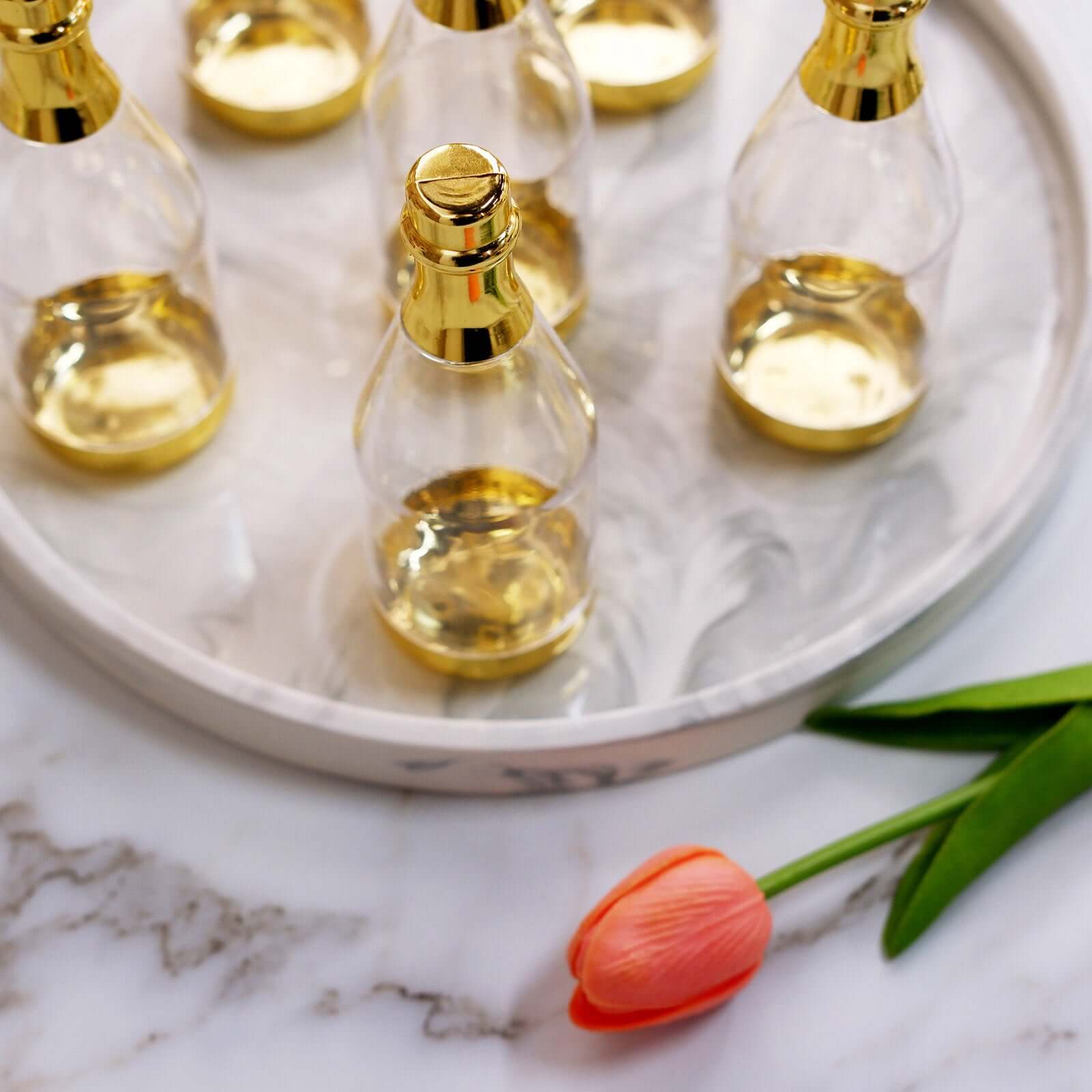 12-Pack Fillable Mini Champagne Bottle Candy Container Clear Gold - Unique Candy Treat Favor Containers 6"