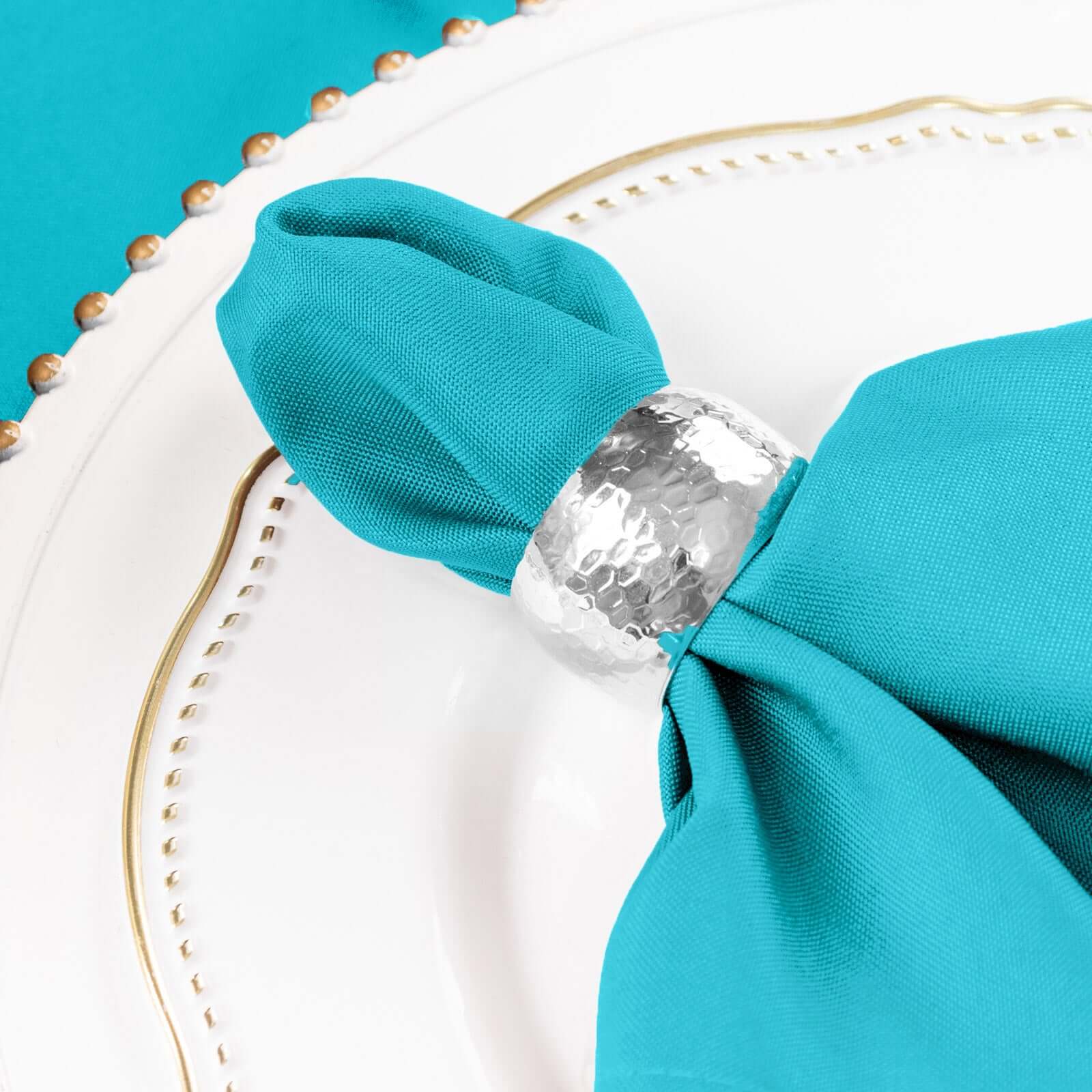 5 Pack Polyester 17"x17" Napkins Turquoise - Durable & Wrinkle Resistant Dinner Napkins