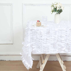 Taffeta 54"x54" Square Tablecloth White | Exquisite 3D Leaf Petal Design for Chic Wedding & Event Decor