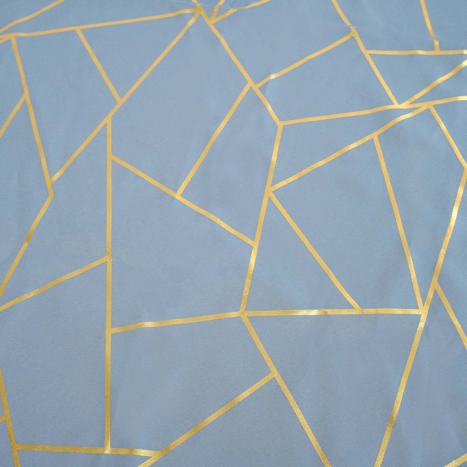 Polyester 120" Round Tablecloth Dusty with Gold Foil Geometric Pattern Wrinkle-Resistant Seamless Table Cover