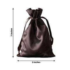 12 Pack 5"x7" Chocolate Satin Drawstring Wedding Party Favor Gift Bags