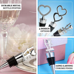 4" Silver Metal Love Wine Bottle Stopper Wedding Party Favors With Velvet Gift Box