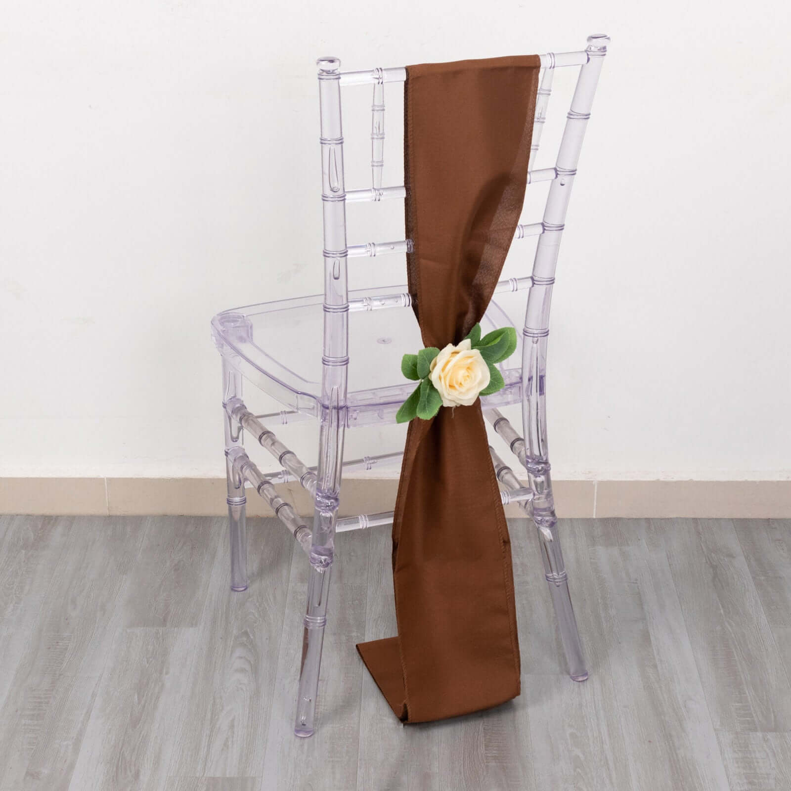 5 Pack Polyester Chair Sashes Cinnamon Brown 6"x108"