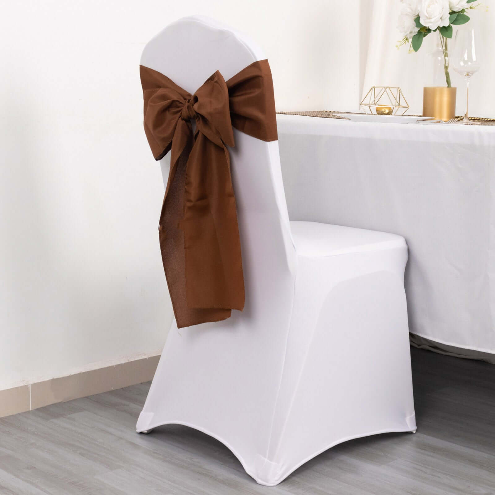5 Pack Polyester Chair Sashes Cinnamon Brown 6"x108"