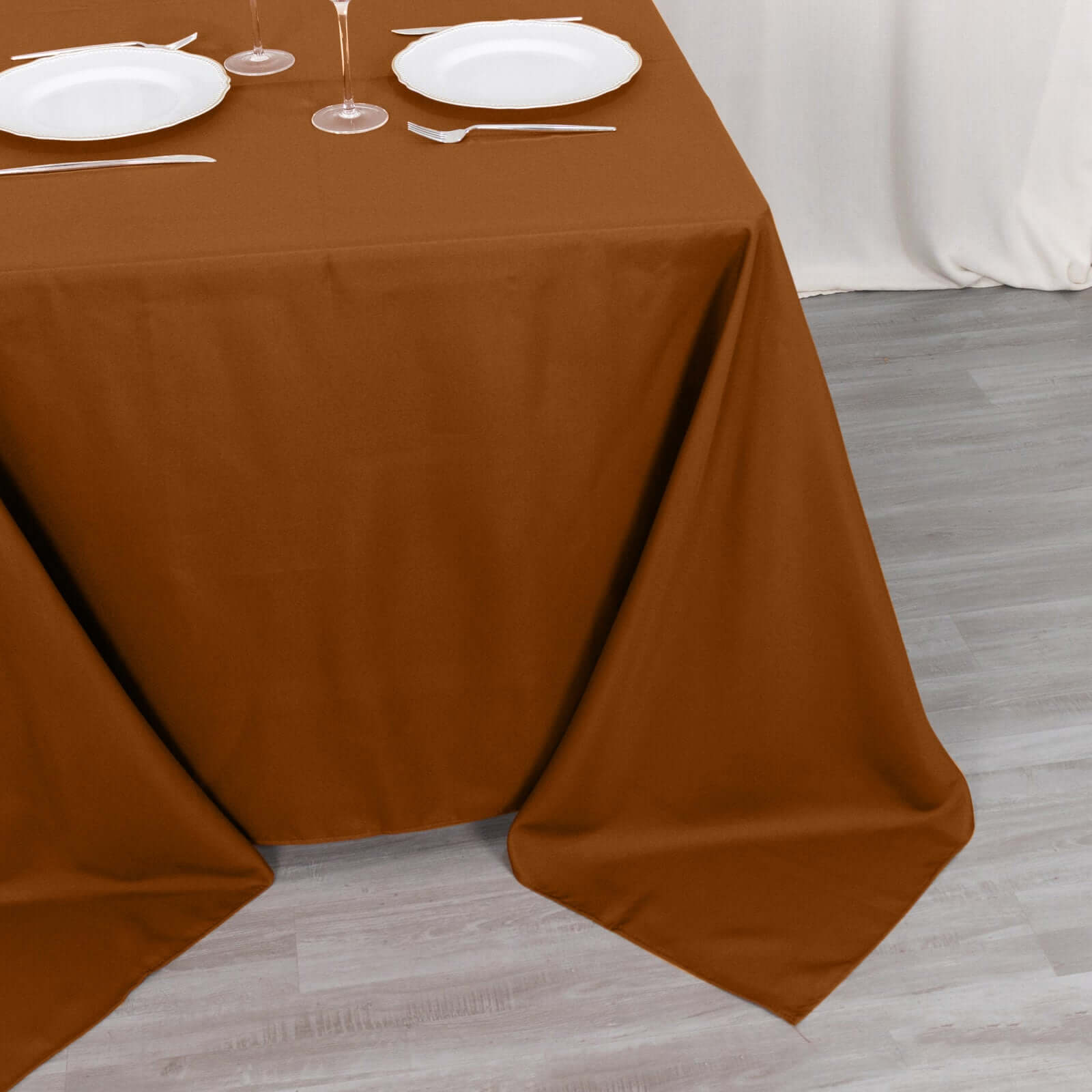 Polyester Square 90"x90" Tablecloth Cinnamon Brown - Wrinkle-Resistant & Durable Table Cover