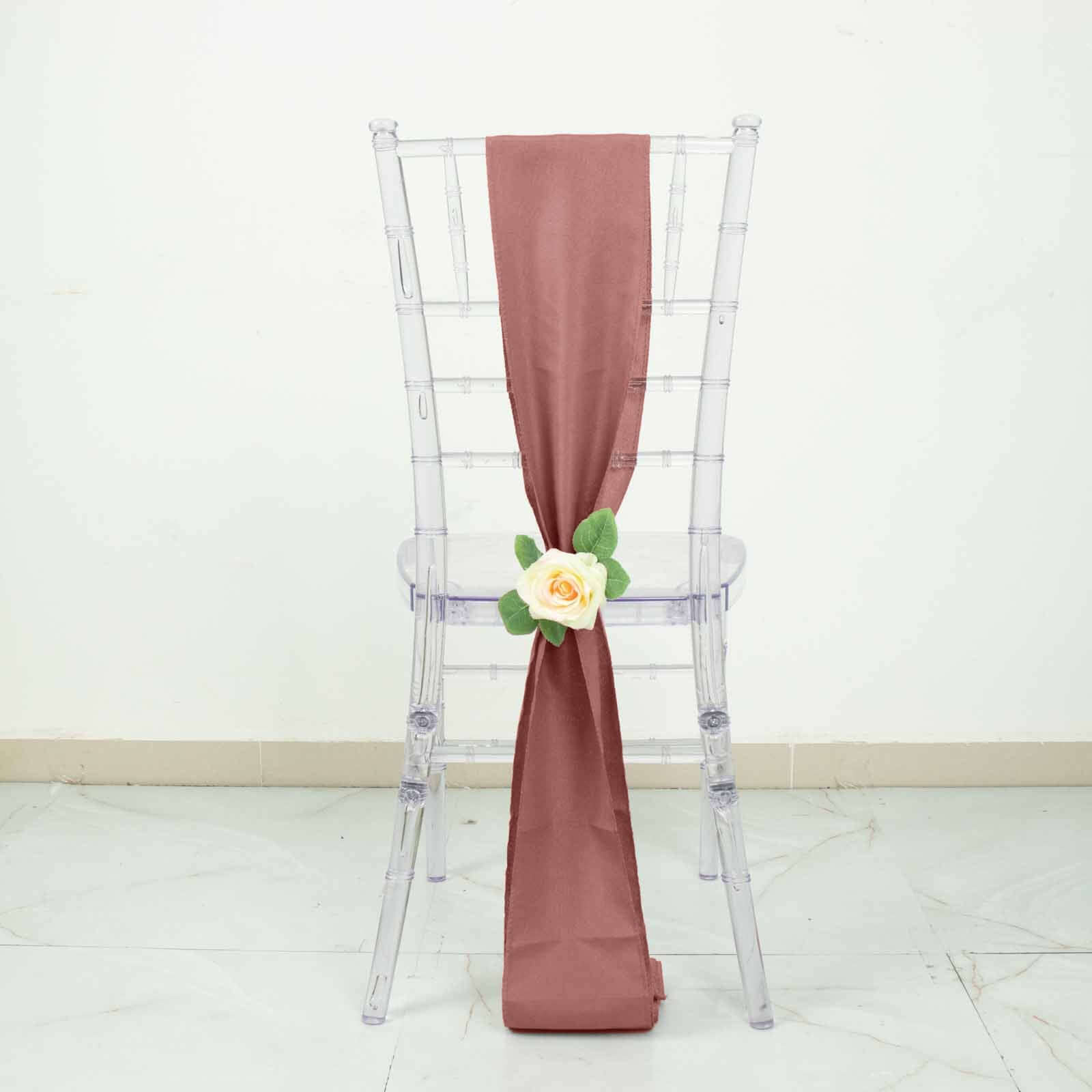 5 Pack Polyester Chair Sashes Cinnamon Rose 6"x108"
