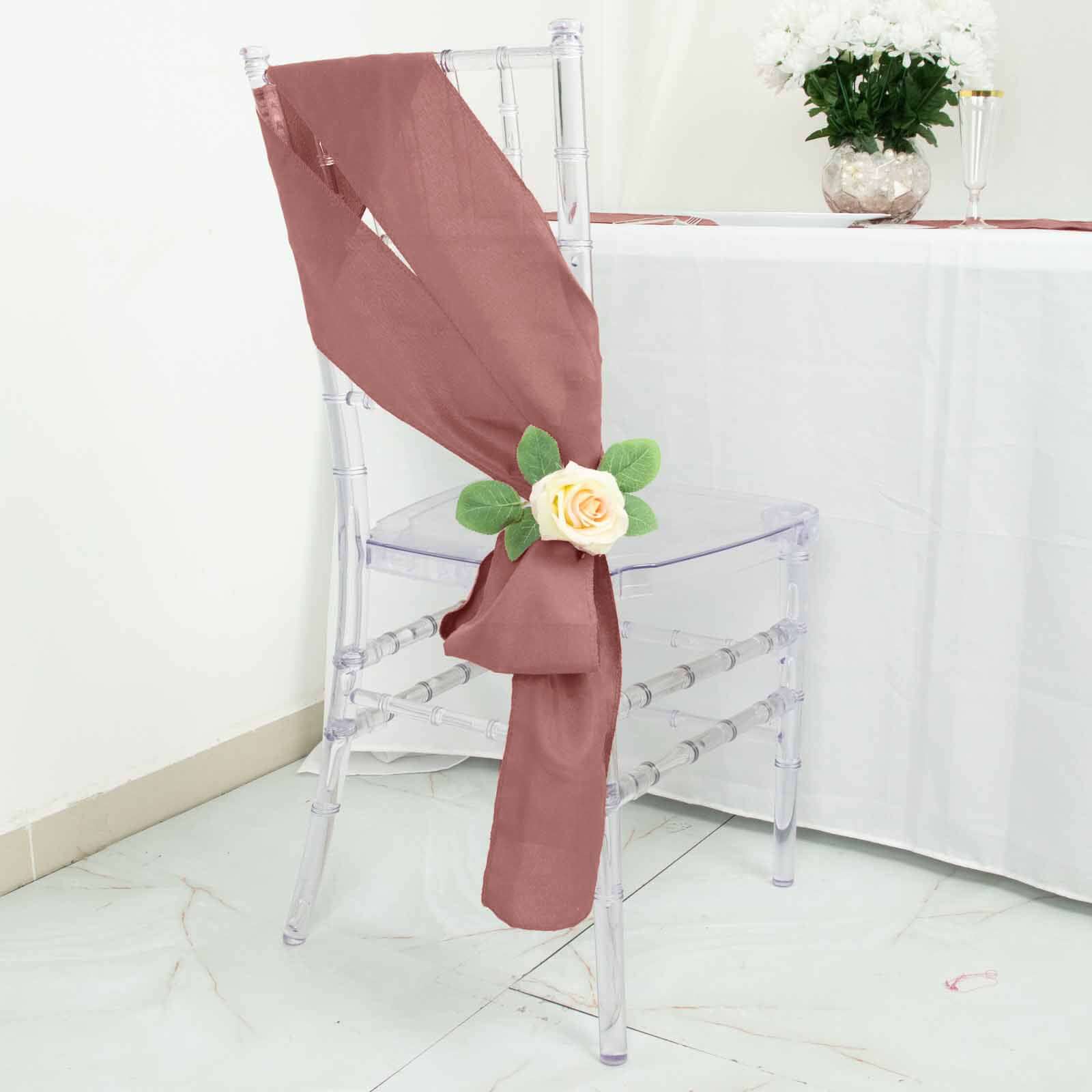 5 Pack Polyester Chair Sashes Cinnamon Rose 6"x108"