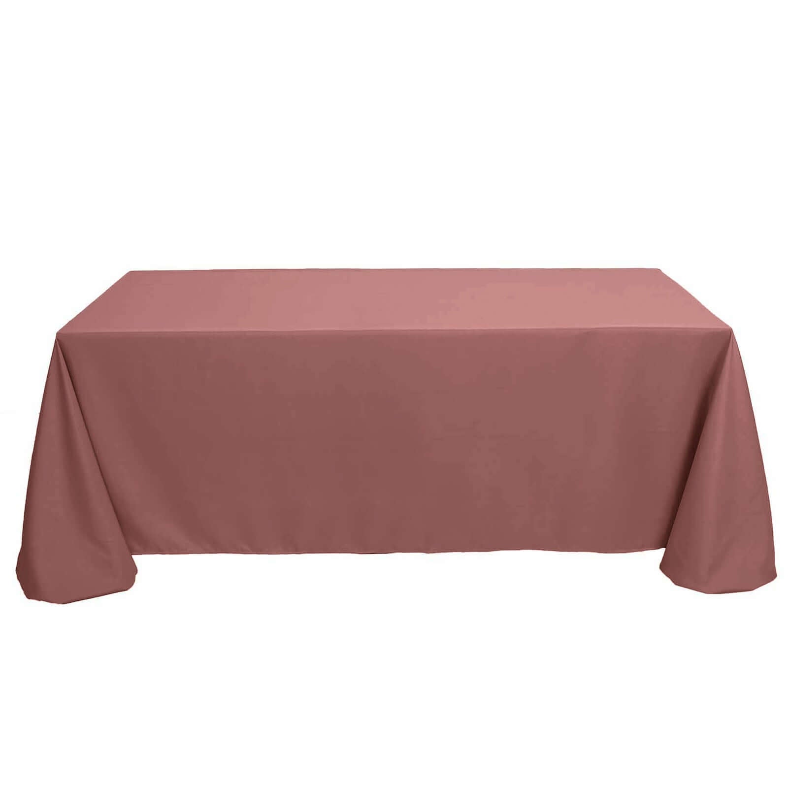 90"x132" Cinnamon Rose Seamless Polyester Rectangular Tablecloth for 6 Foot Table With Floor-Length Drop