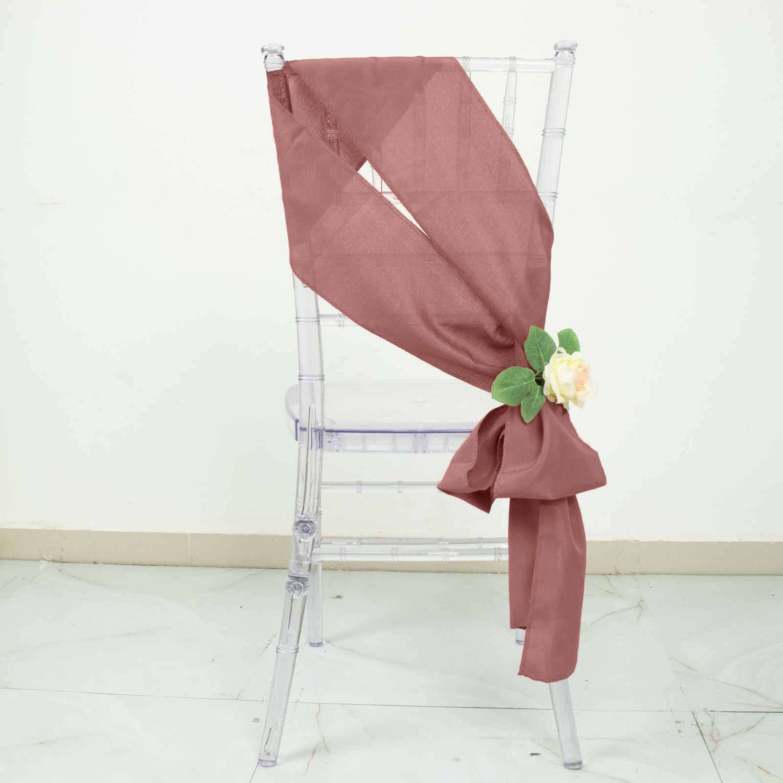 5 Pack Polyester Chair Sashes Cinnamon Rose 6"x108"